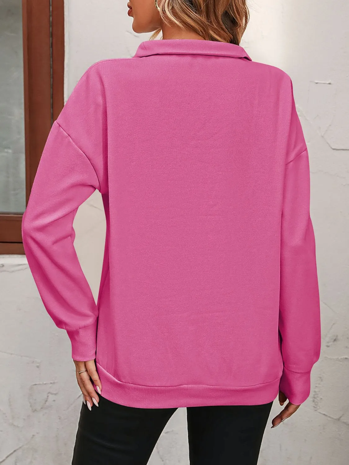 Paige Zip-Up Dropped Shoulder Sweatshirt