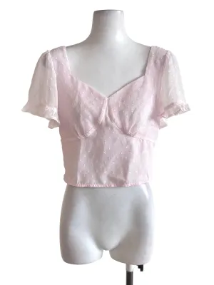 Pale Pink Mesh Sweetheart Top