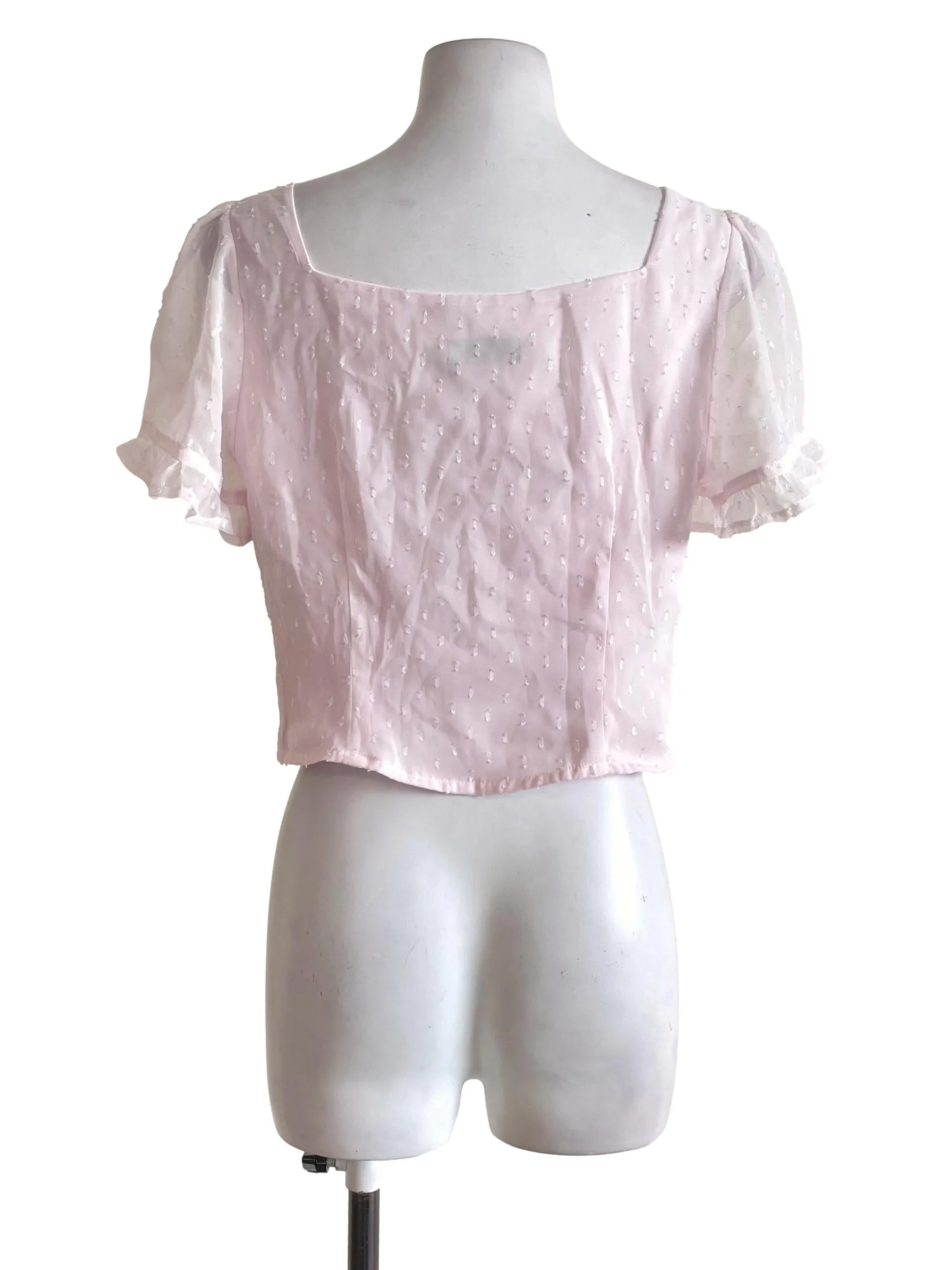 Pale Pink Mesh Sweetheart Top