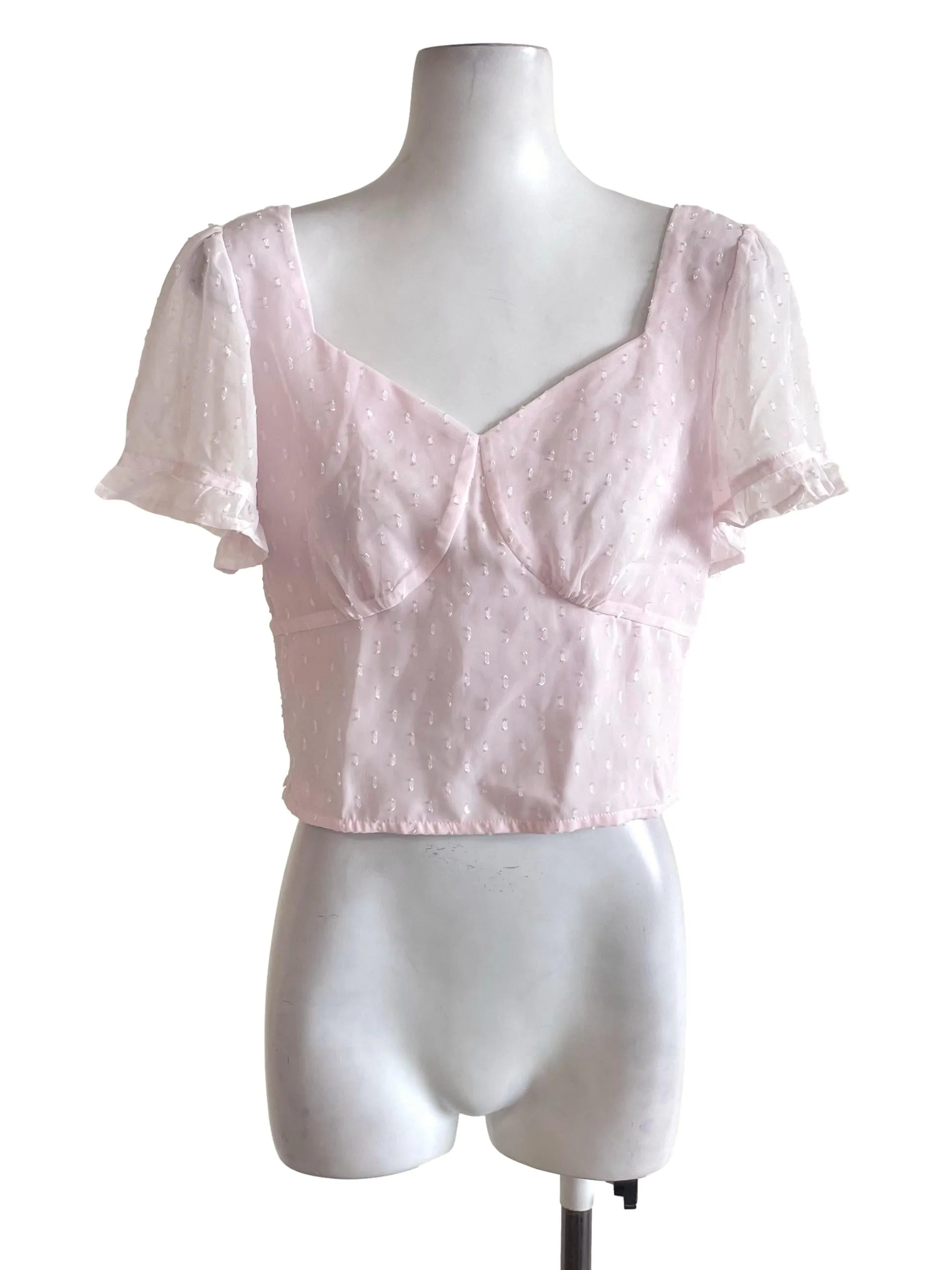 Pale Pink Mesh Sweetheart Top