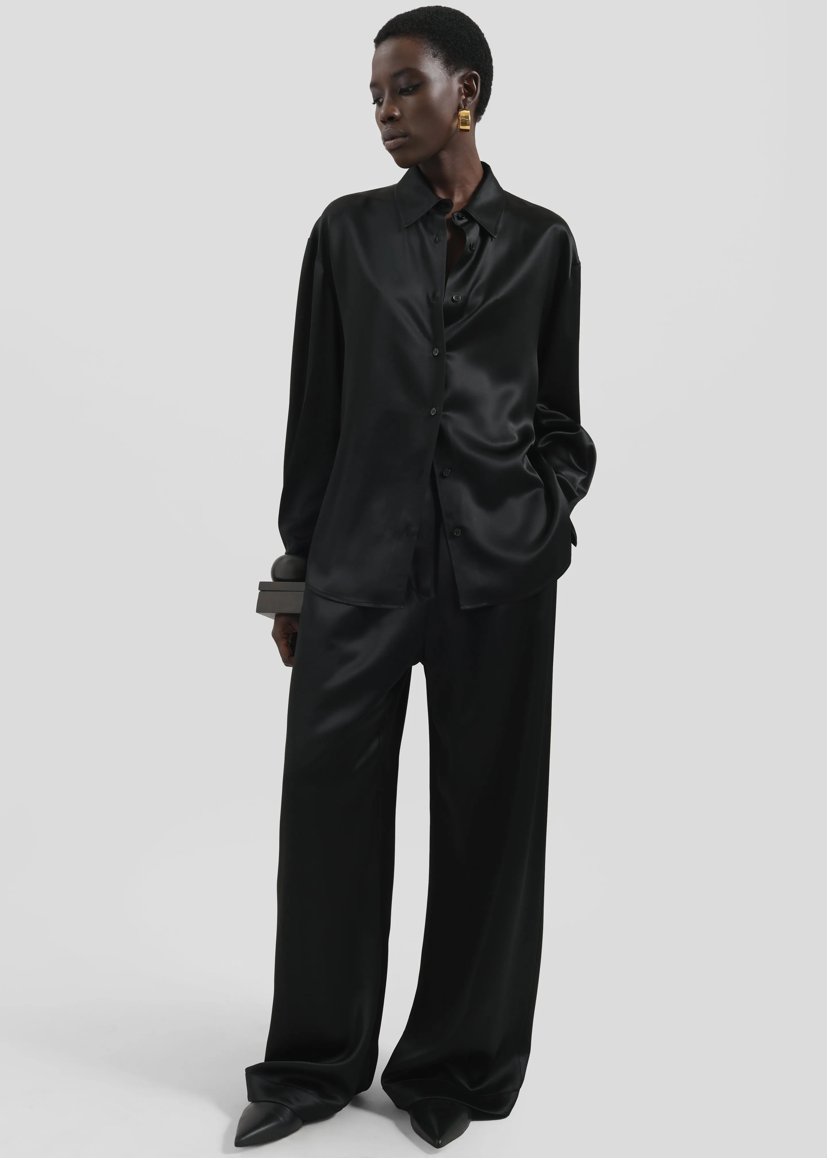 Peri Satin Shirt - Black