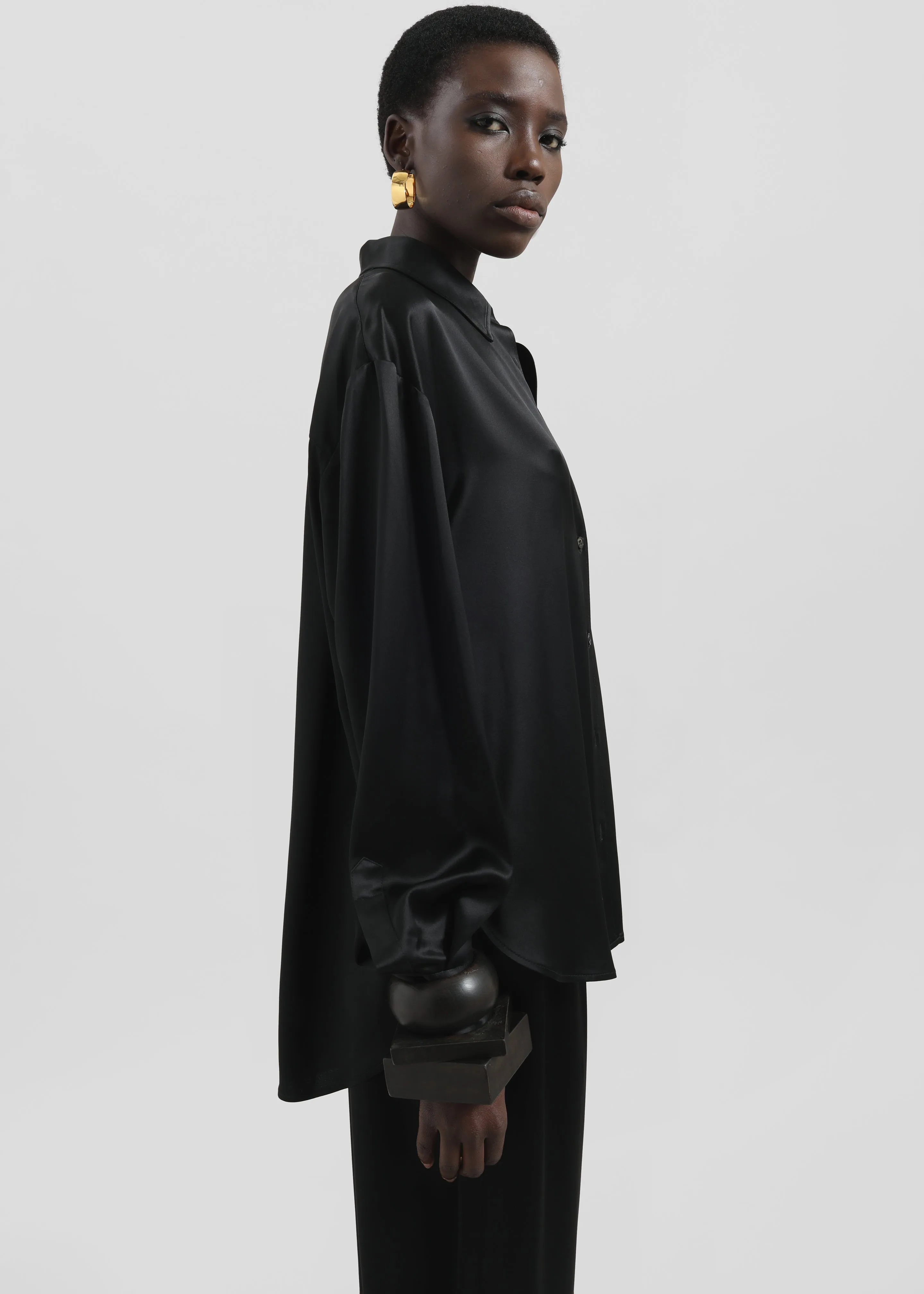 Peri Satin Shirt - Black