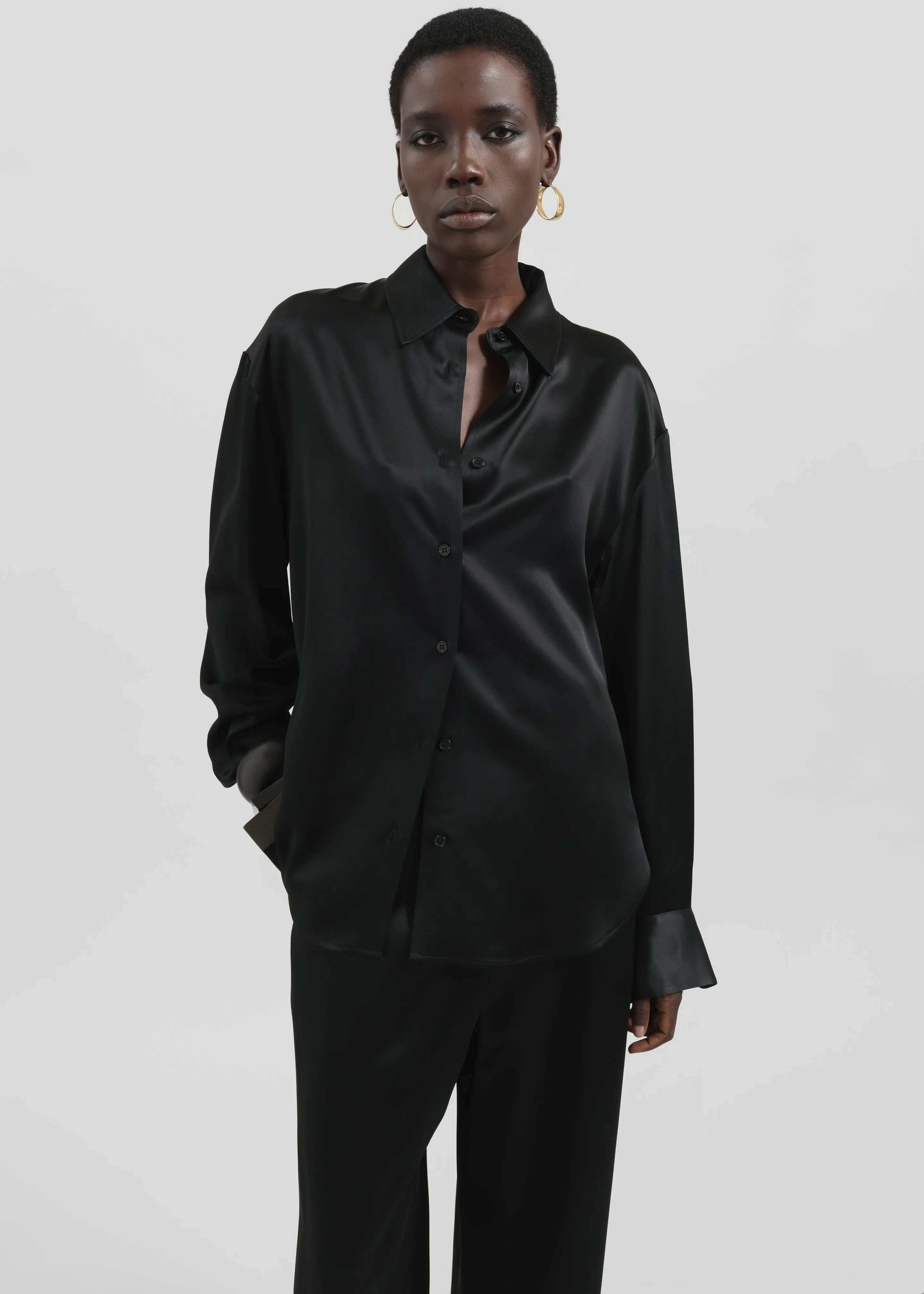Peri Satin Shirt - Black