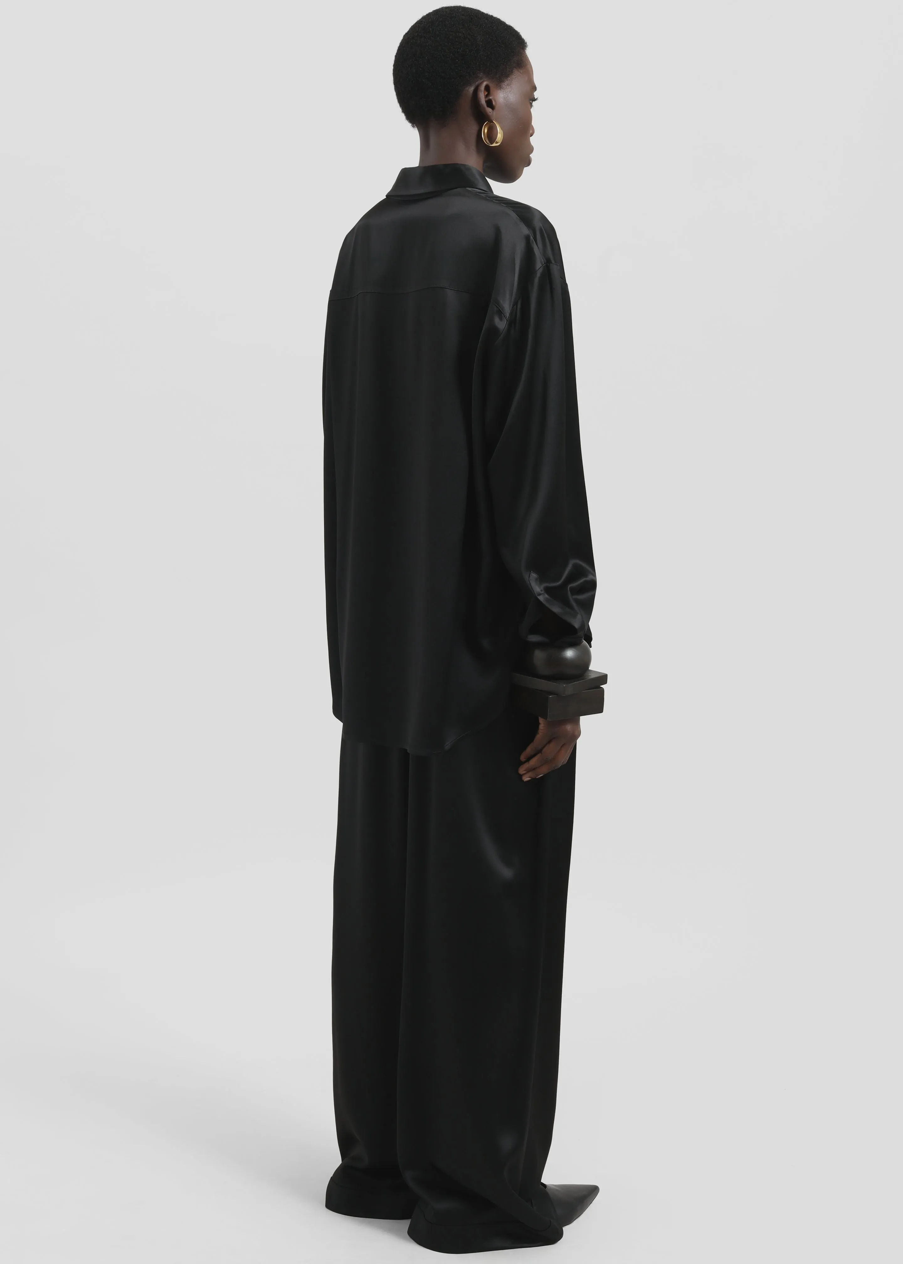Peri Satin Shirt - Black