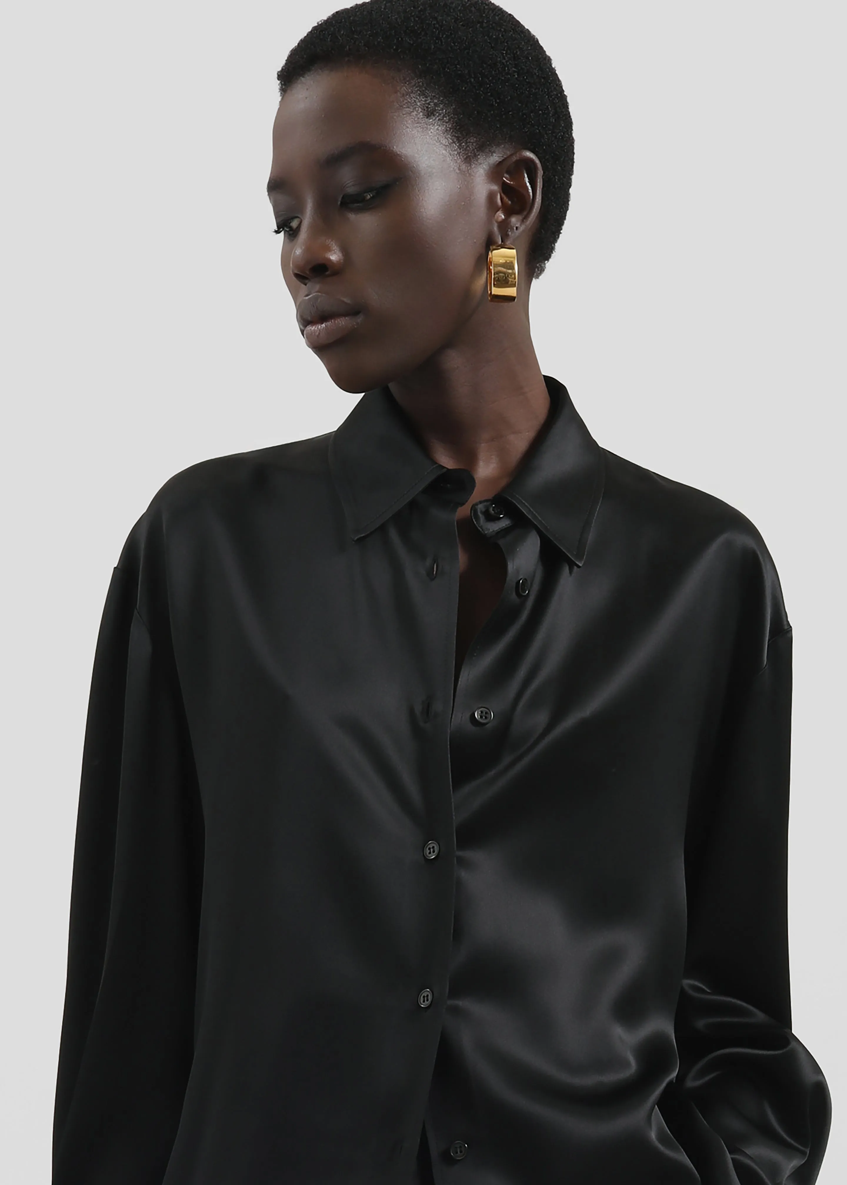 Peri Satin Shirt - Black