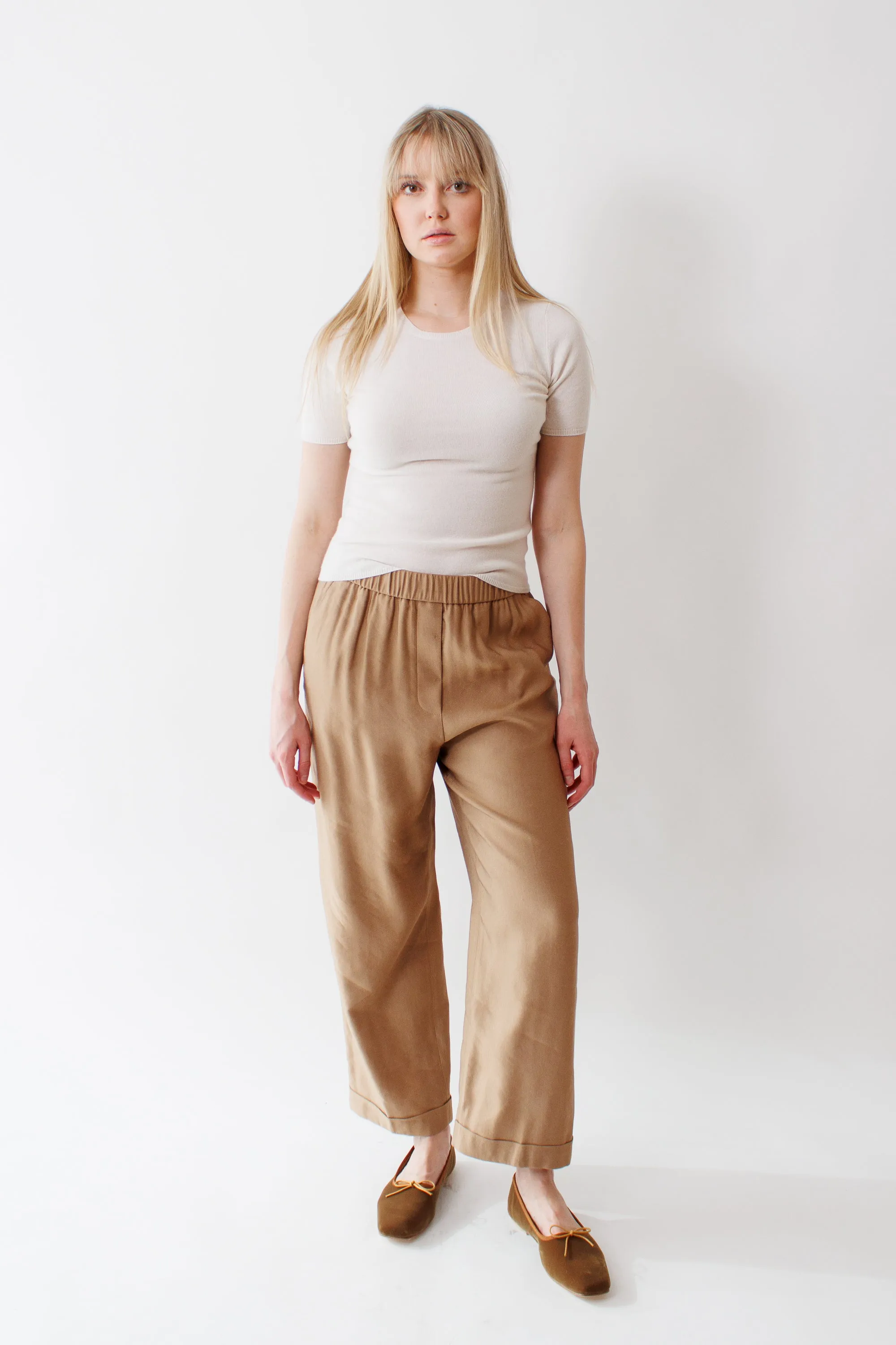 Peserico Shiny Linen Viscose Gabardine Palazzo Pant