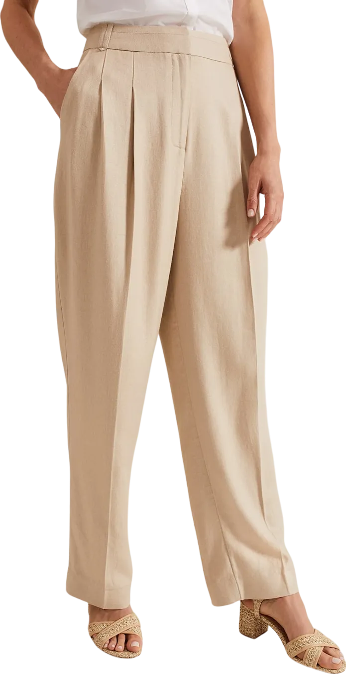 Phase Eight Beige Linen Blend Addison Pleat Front Trouser BNWT UK 8
