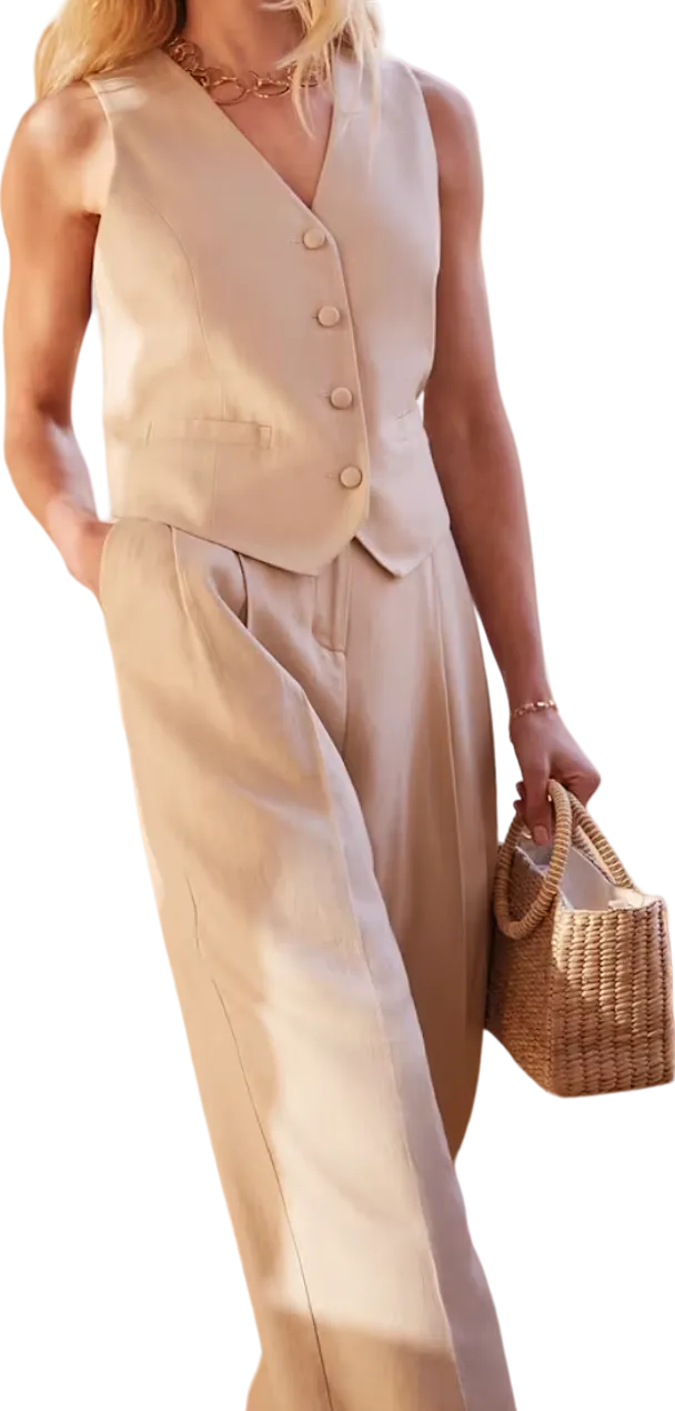 Phase Eight Beige Linen Blend Addison Pleat Front Trouser BNWT UK 8
