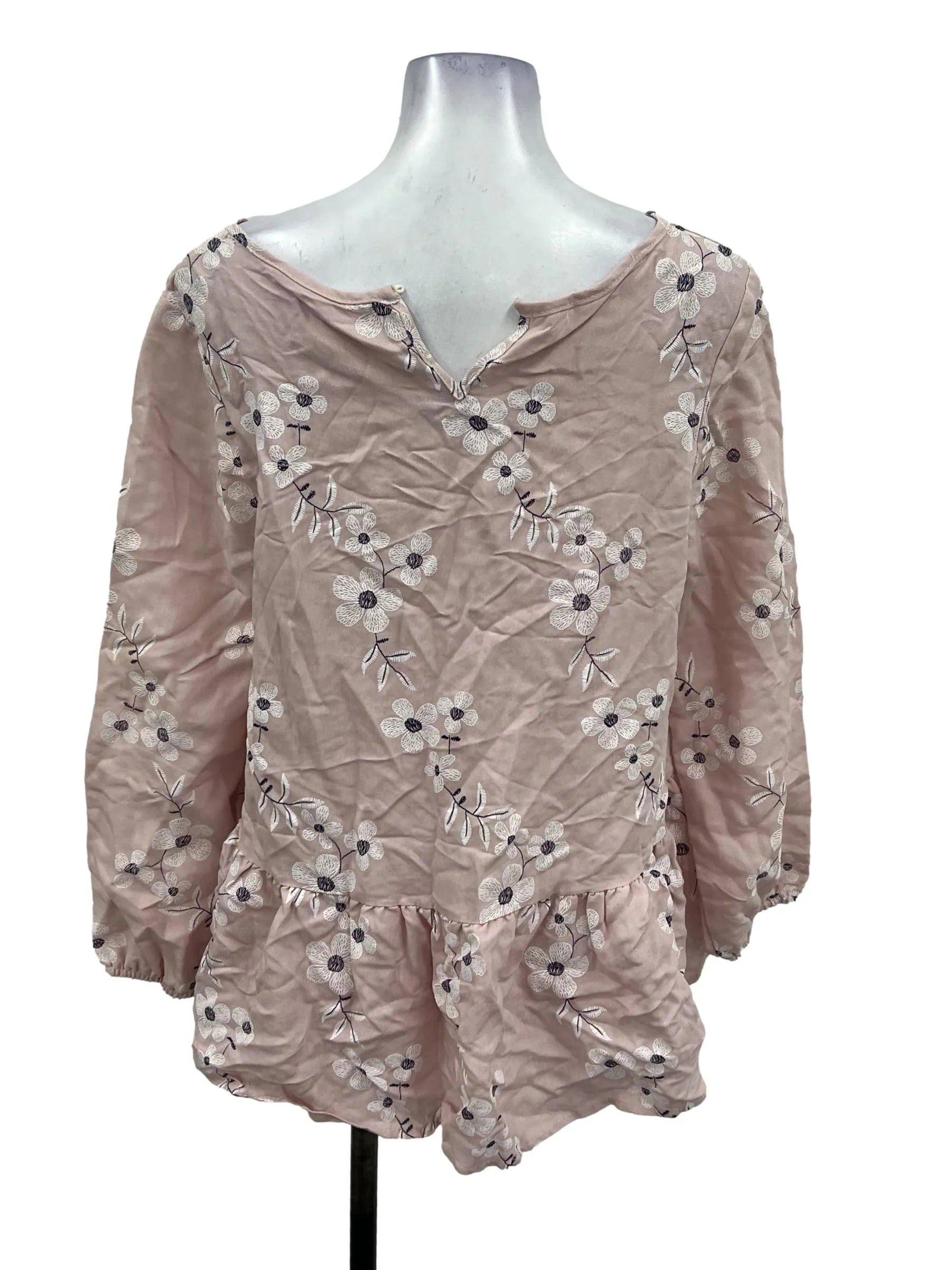 Pink Floral Wide Neck Top