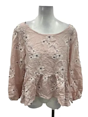 Pink Floral Wide Neck Top