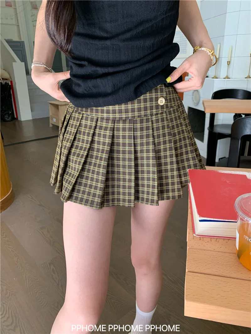plaid pleated mini skirt