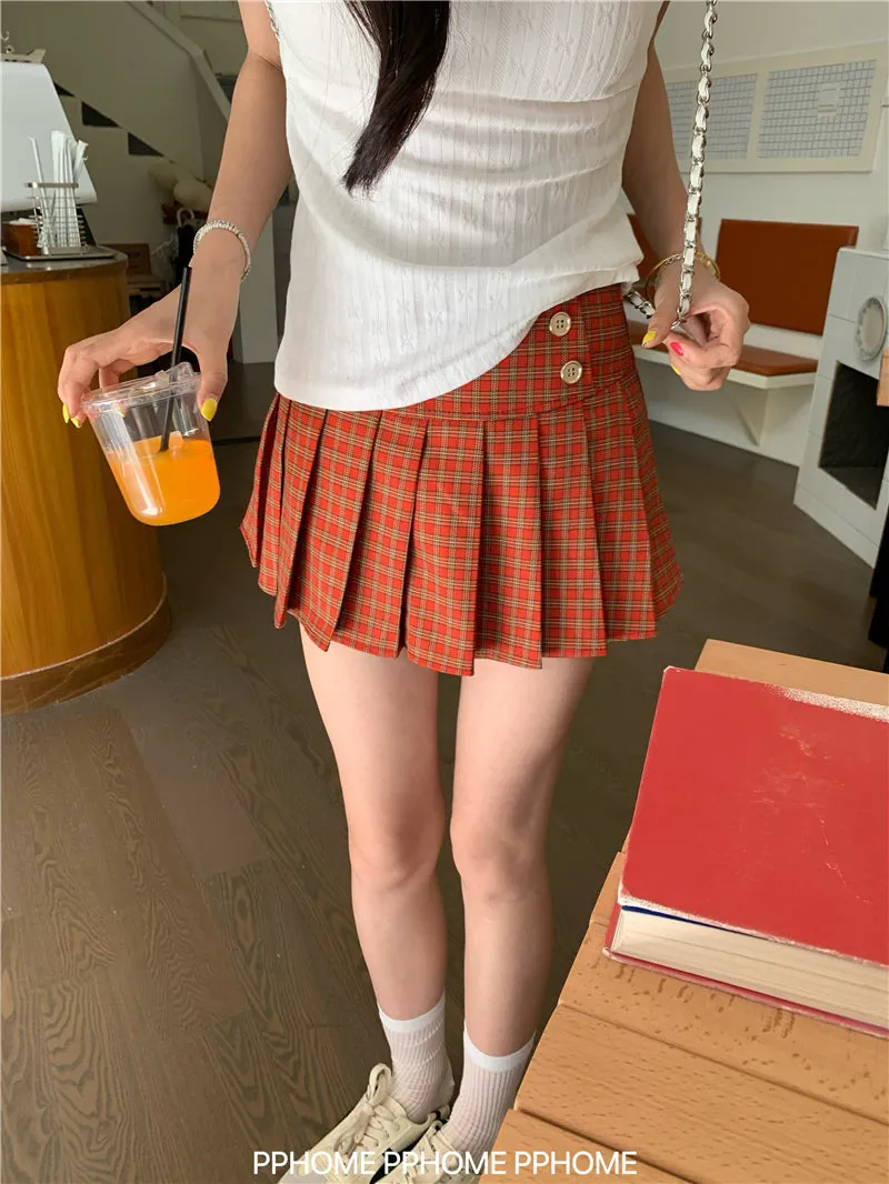 plaid pleated mini skirt