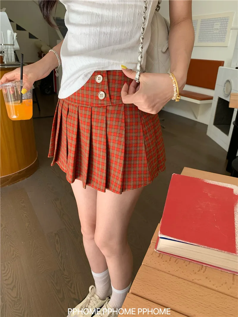 plaid pleated mini skirt