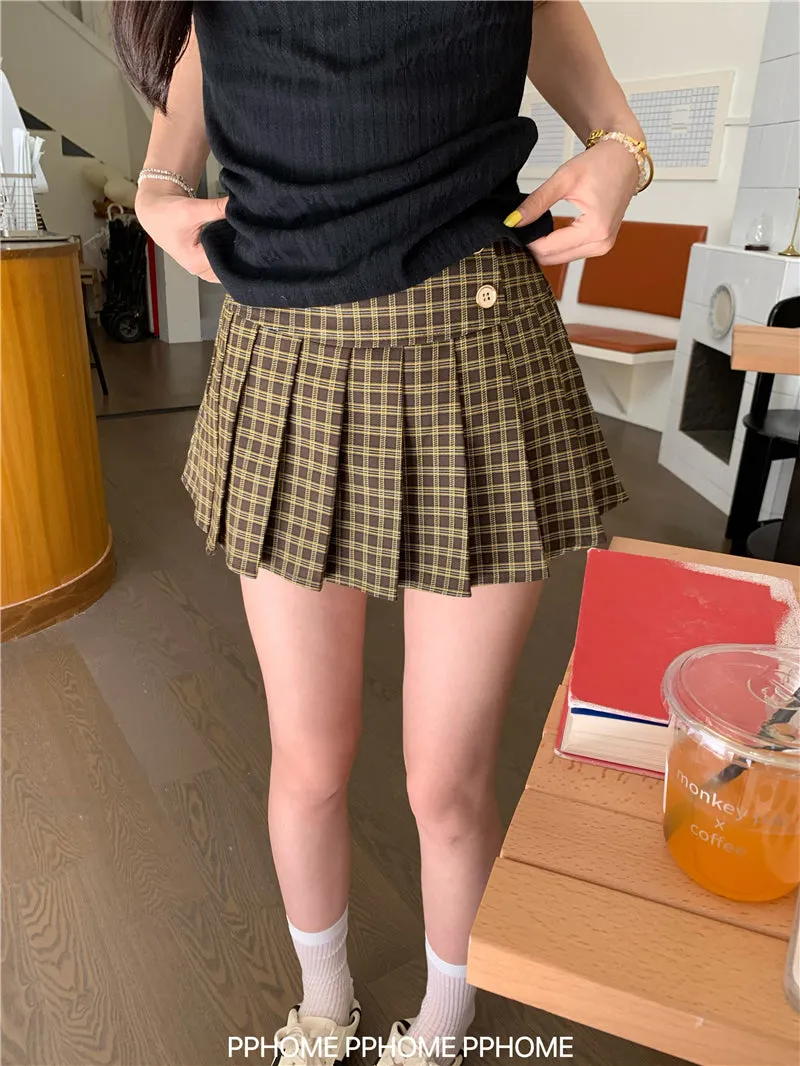 plaid pleated mini skirt