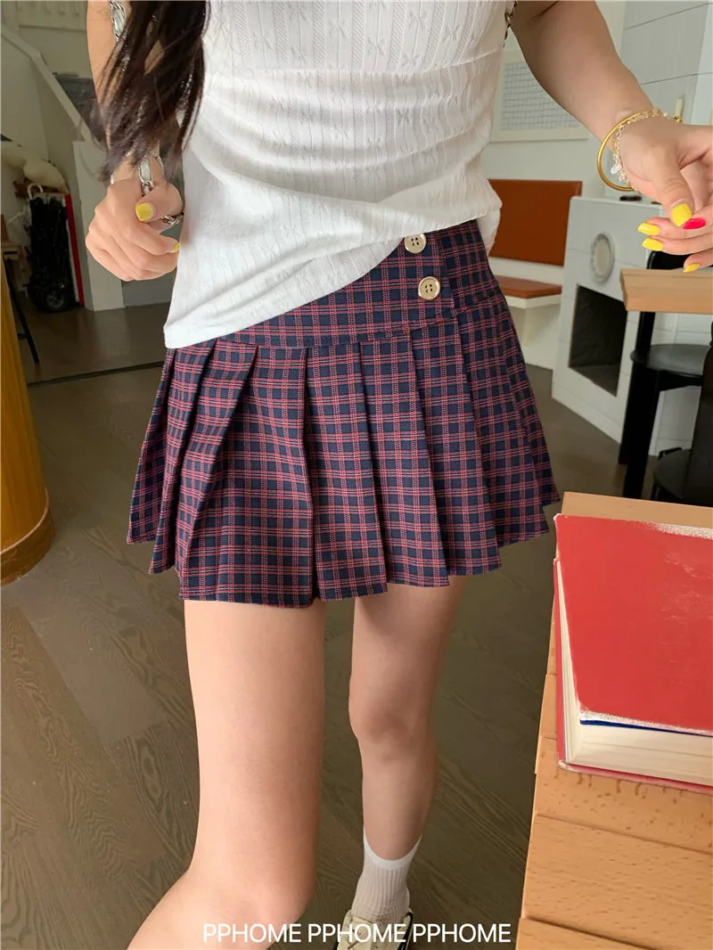plaid pleated mini skirt