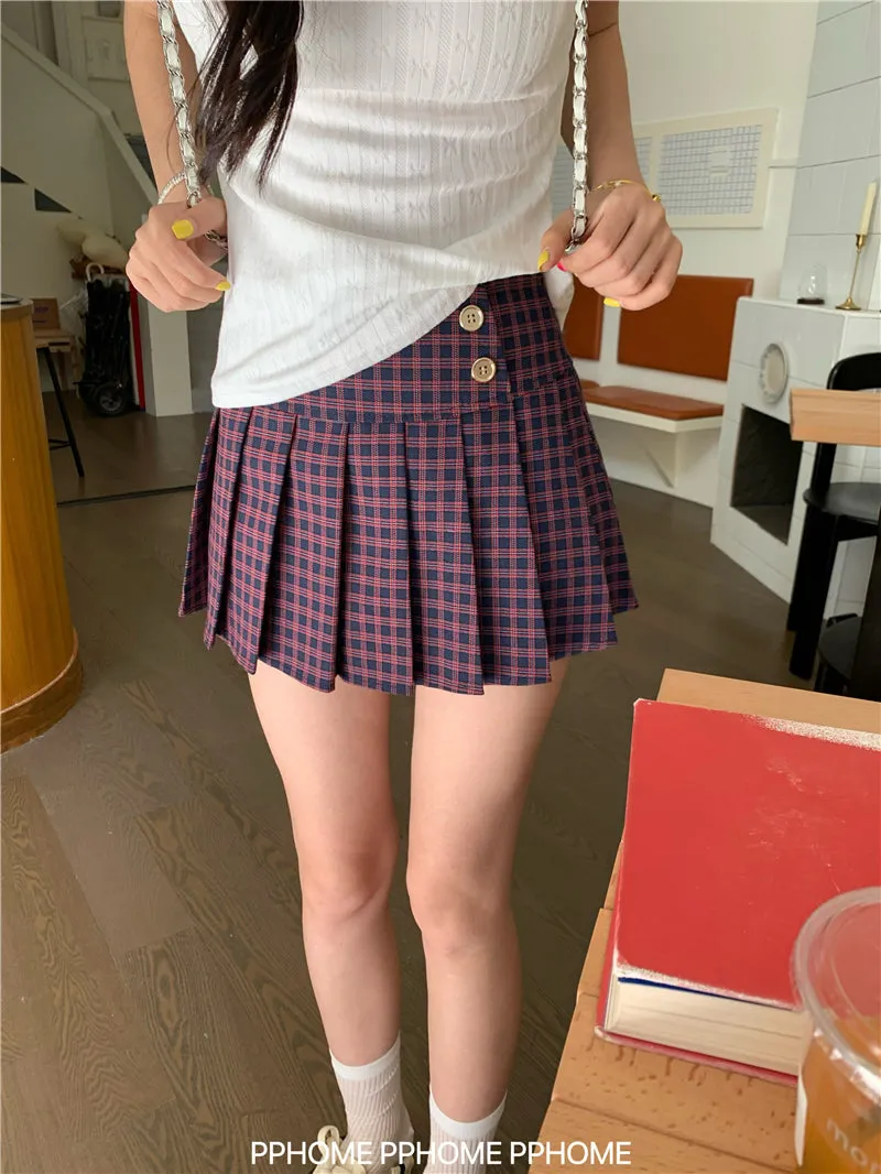 plaid pleated mini skirt