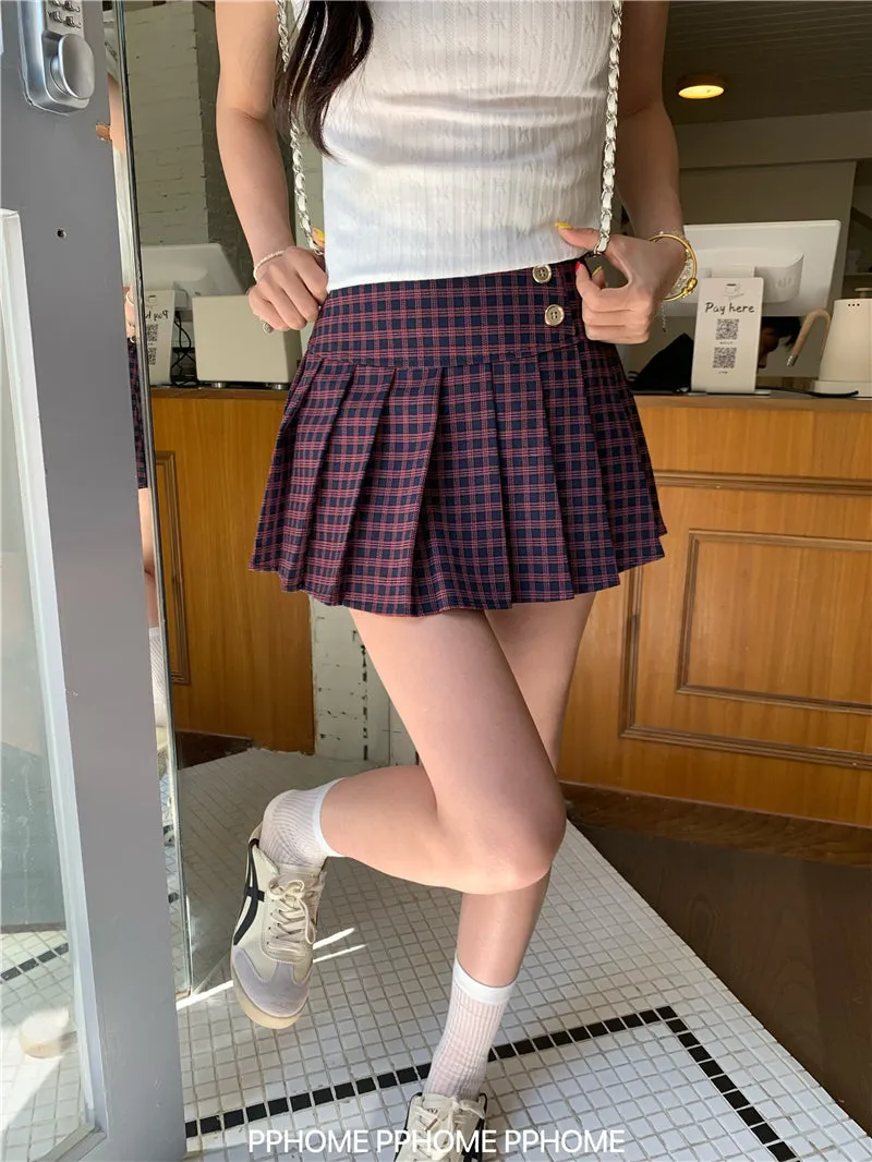 plaid pleated mini skirt