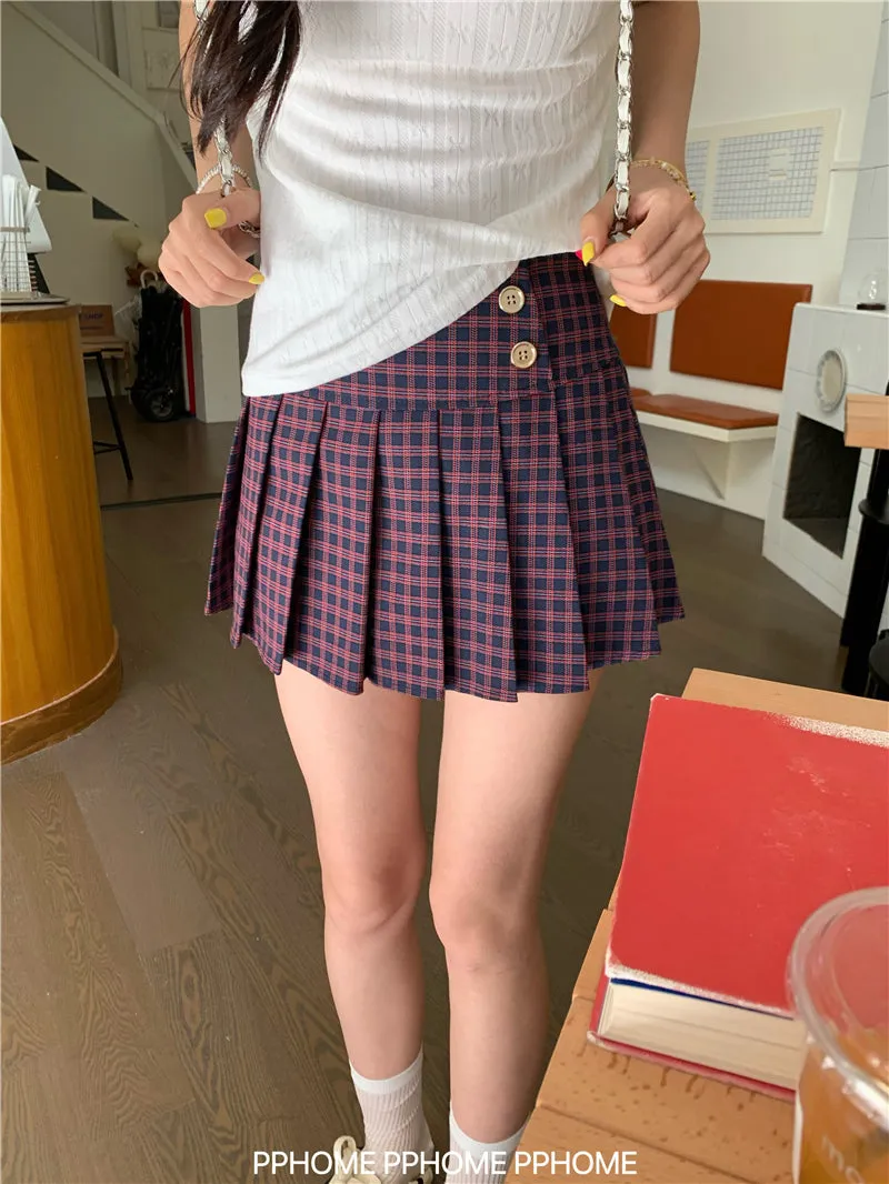 plaid pleated mini skirt