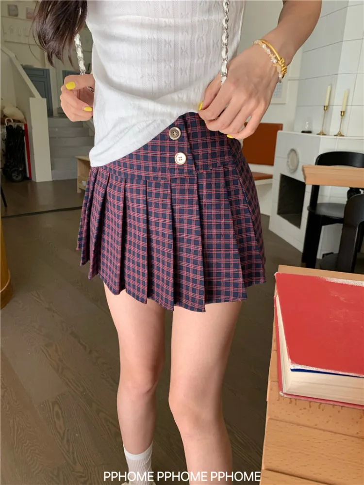 plaid pleated mini skirt