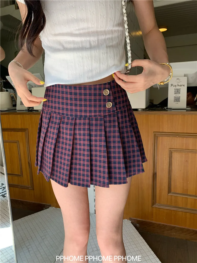 plaid pleated mini skirt