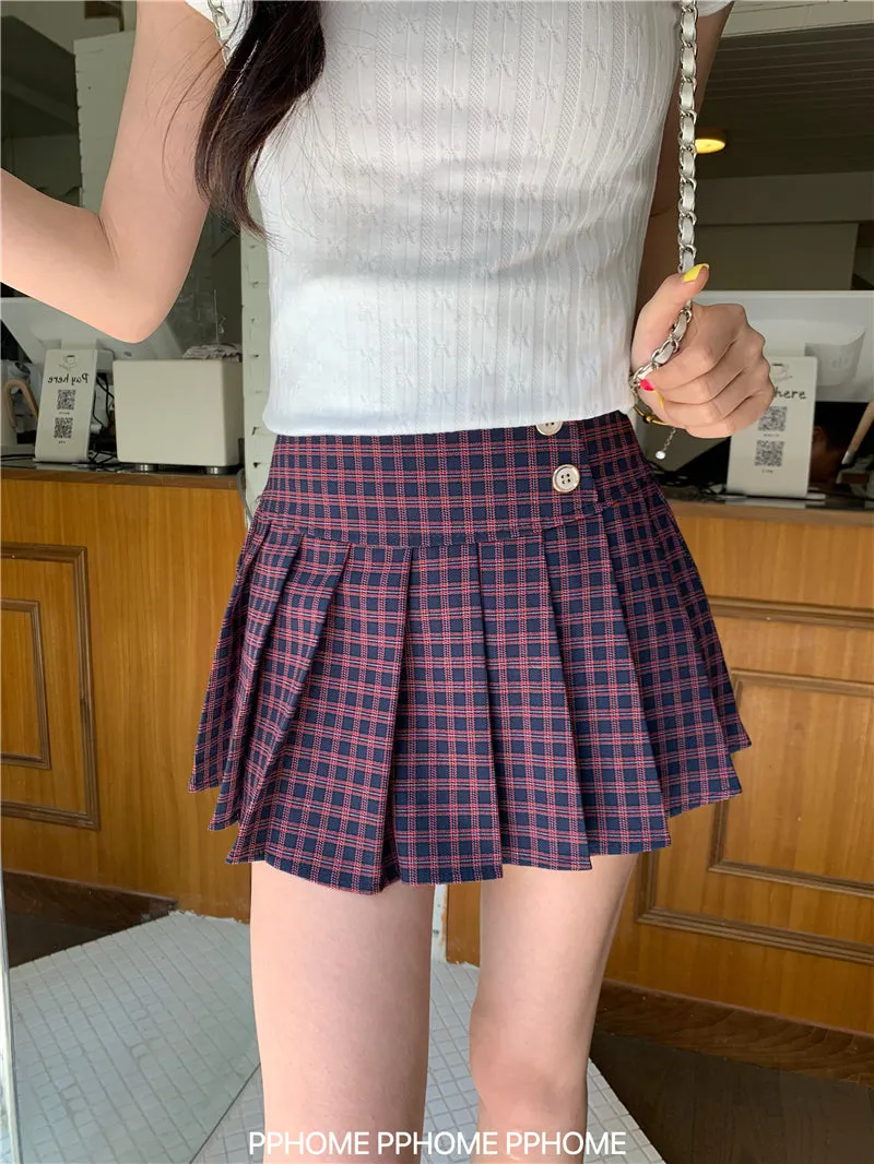plaid pleated mini skirt