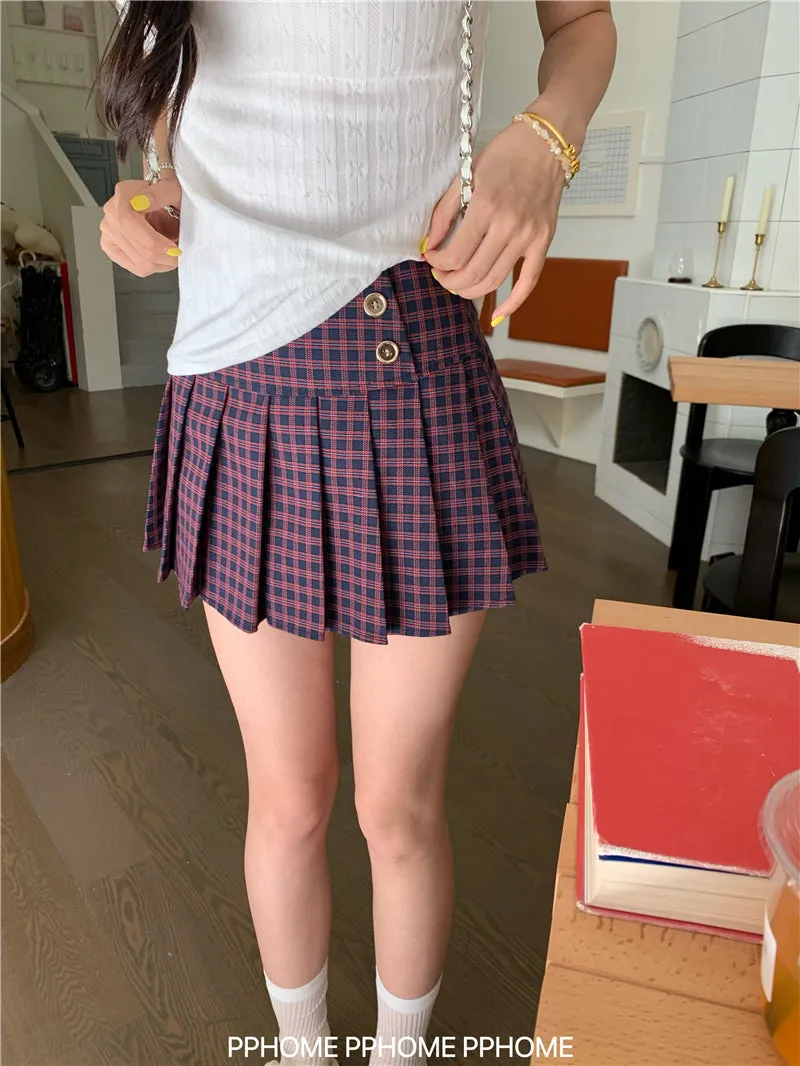 plaid pleated mini skirt