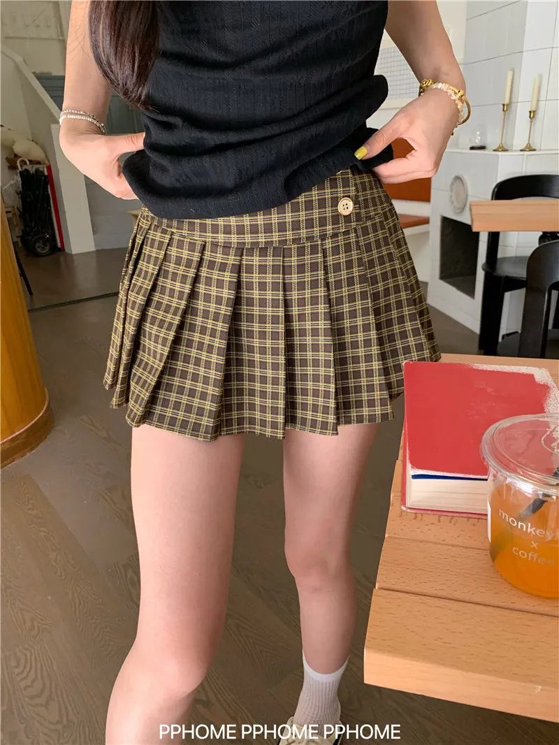 plaid pleated mini skirt
