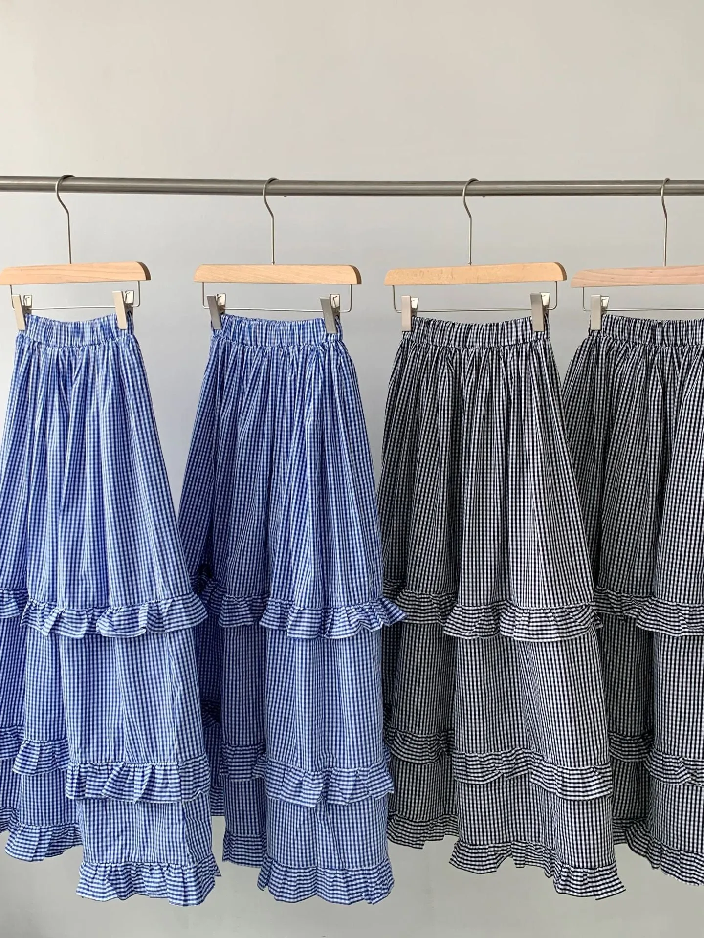 Plaid wood ear skirt