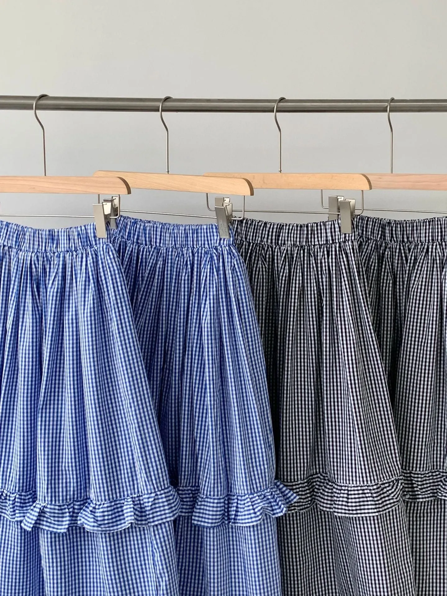 Plaid wood ear skirt