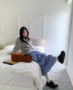 Plaid wood ear skirt