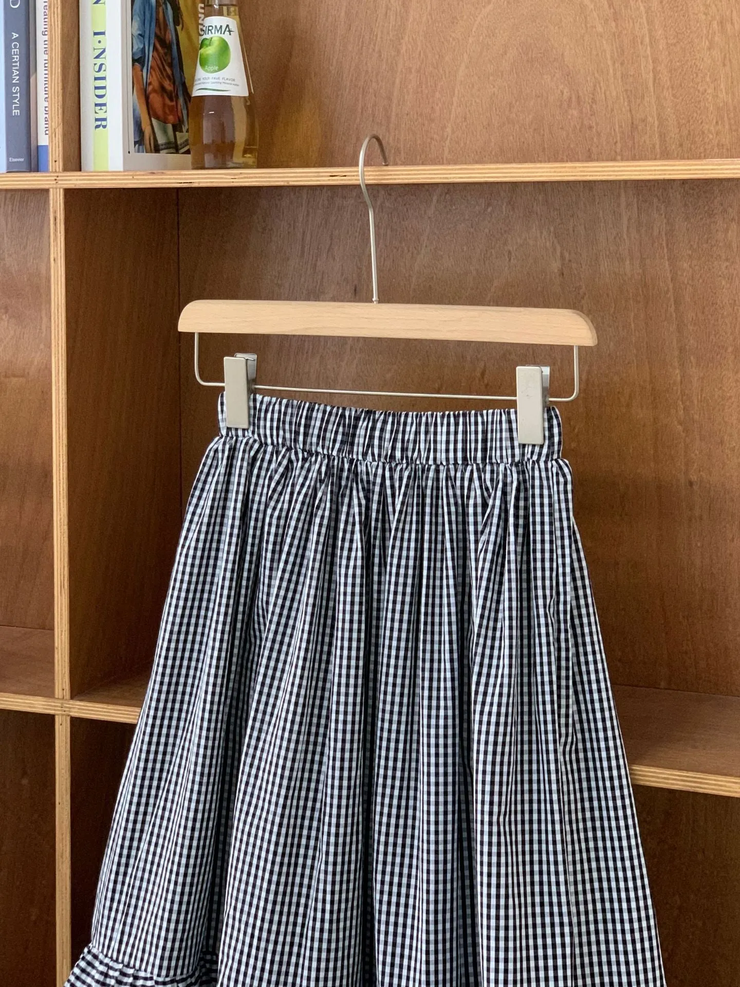 Plaid wood ear skirt