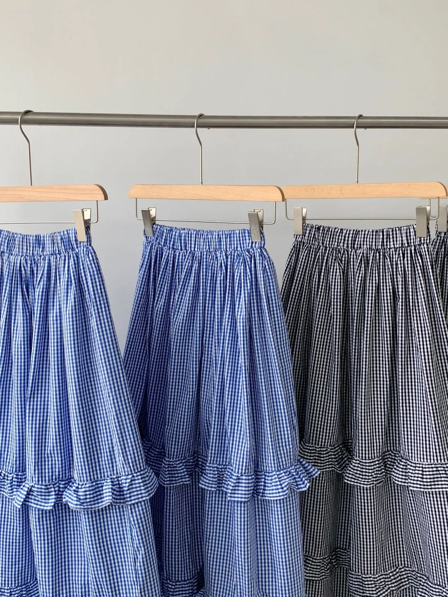 Plaid wood ear skirt