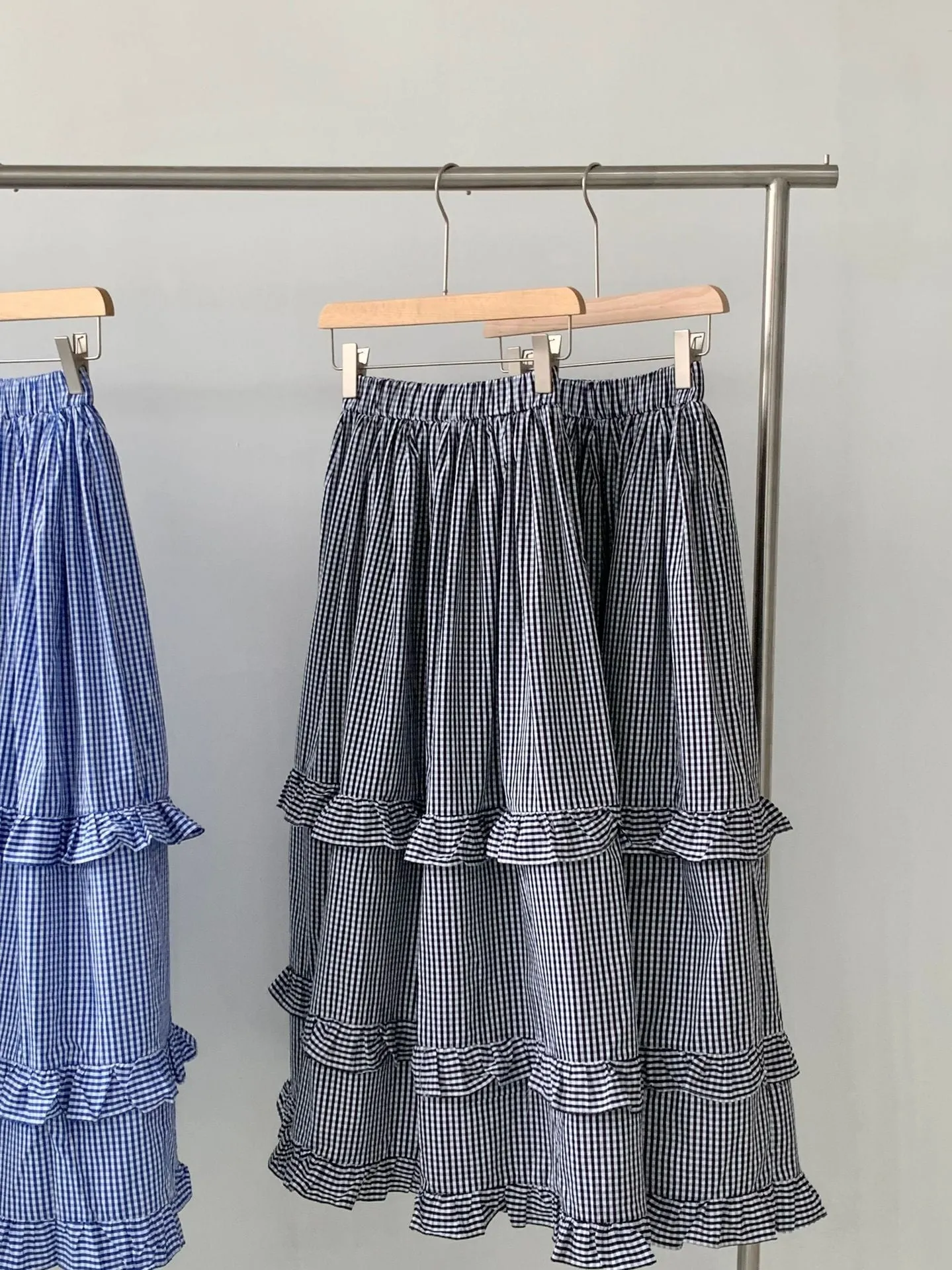 Plaid wood ear skirt