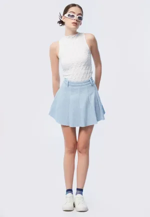 Pleated Denim Mini Skirt