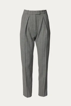 PLEATED HIGH-RISE TAPERED PANTS