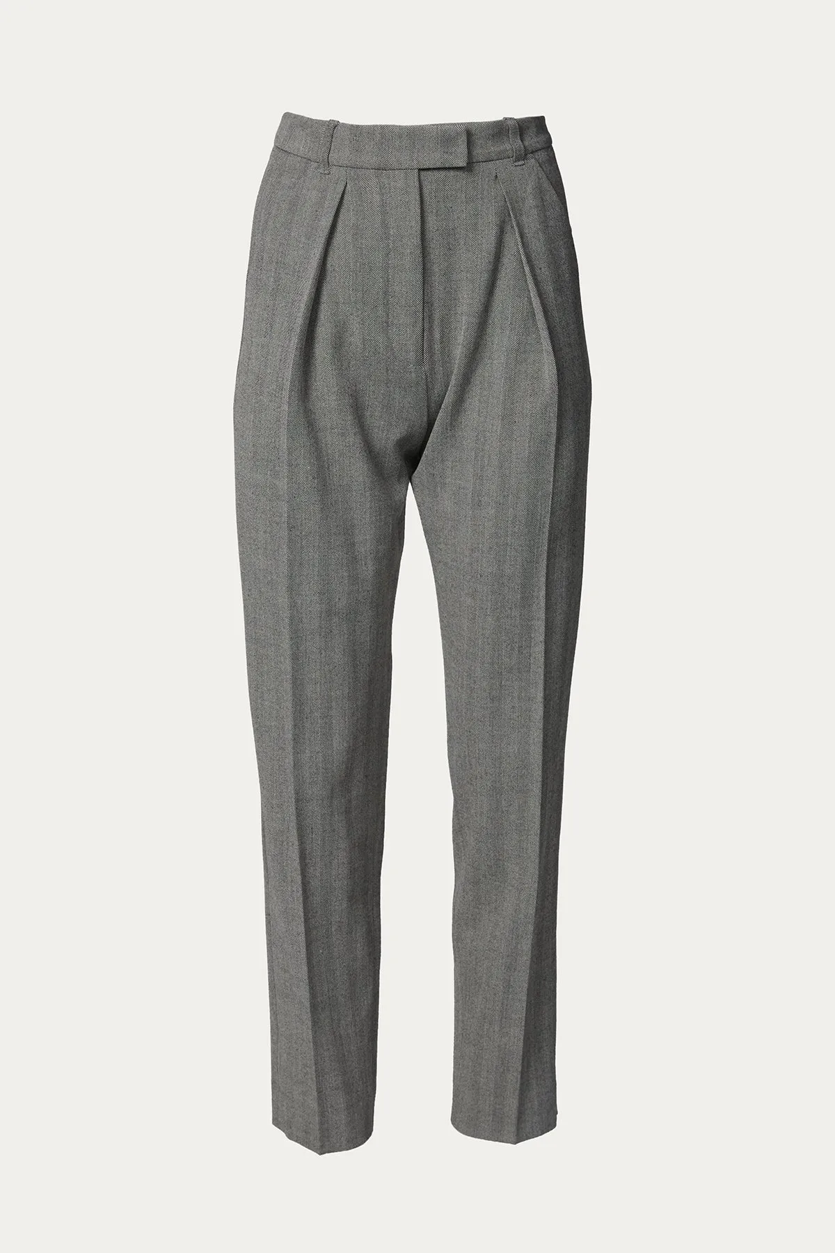PLEATED HIGH-RISE TAPERED PANTS