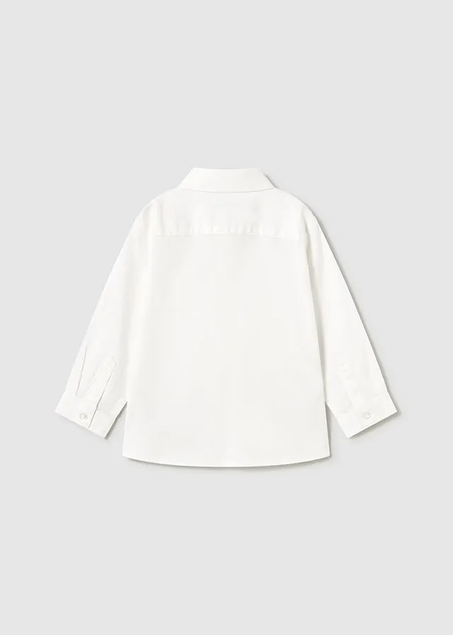 Pre-Order Mayoral 124 White Long Sleeve Shirt, Mayoral 1576 Charcoal Trousers and Mayoral 1302 Peach Jumper