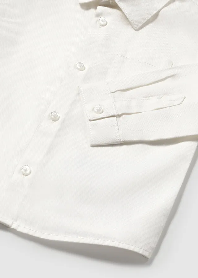 Pre-Order Mayoral 124 White Long Sleeve Shirt, Mayoral 1576 Charcoal Trousers and Mayoral 1302 Peach Jumper