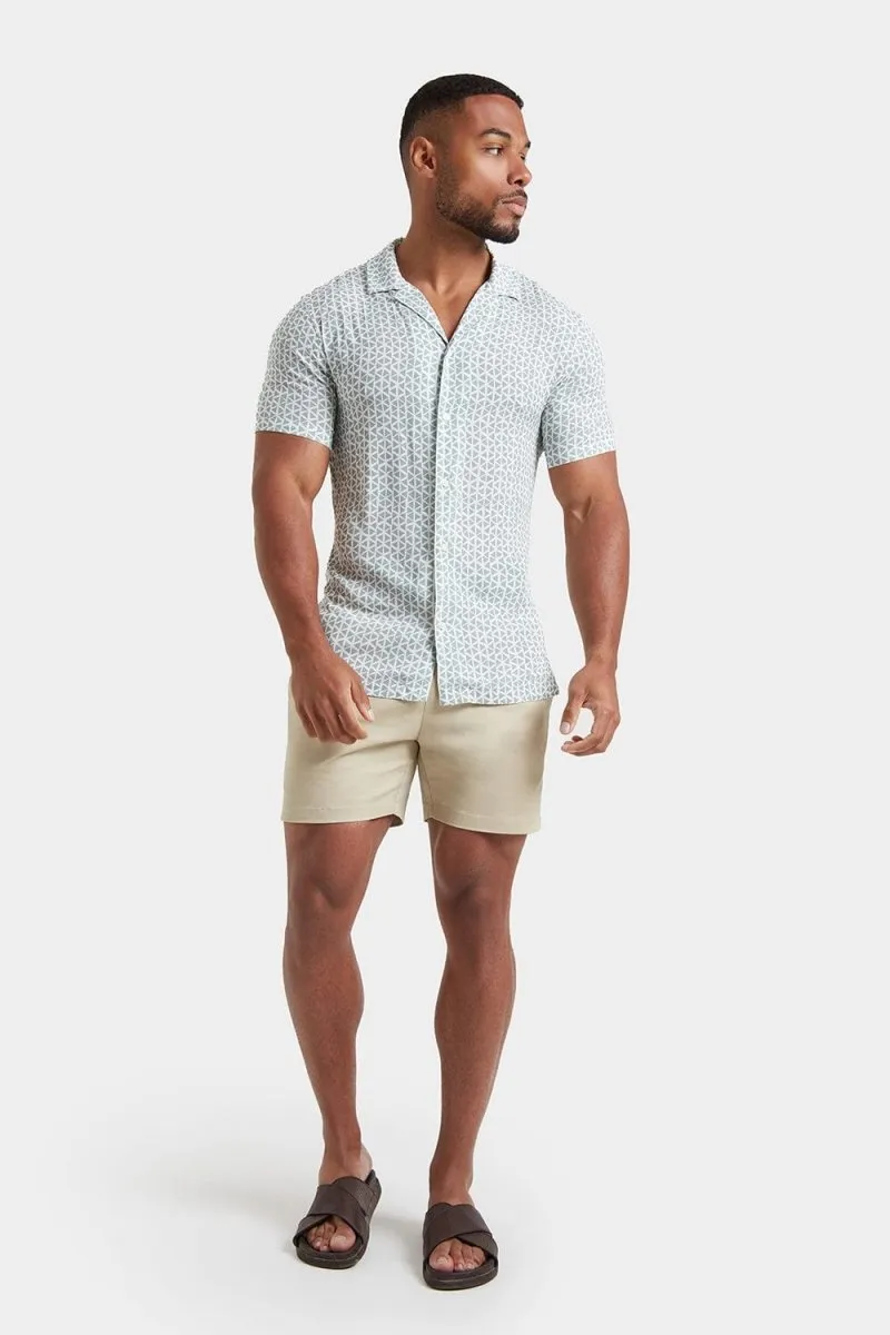 Printed Shirt in Soft Sage/White Doodle Geo