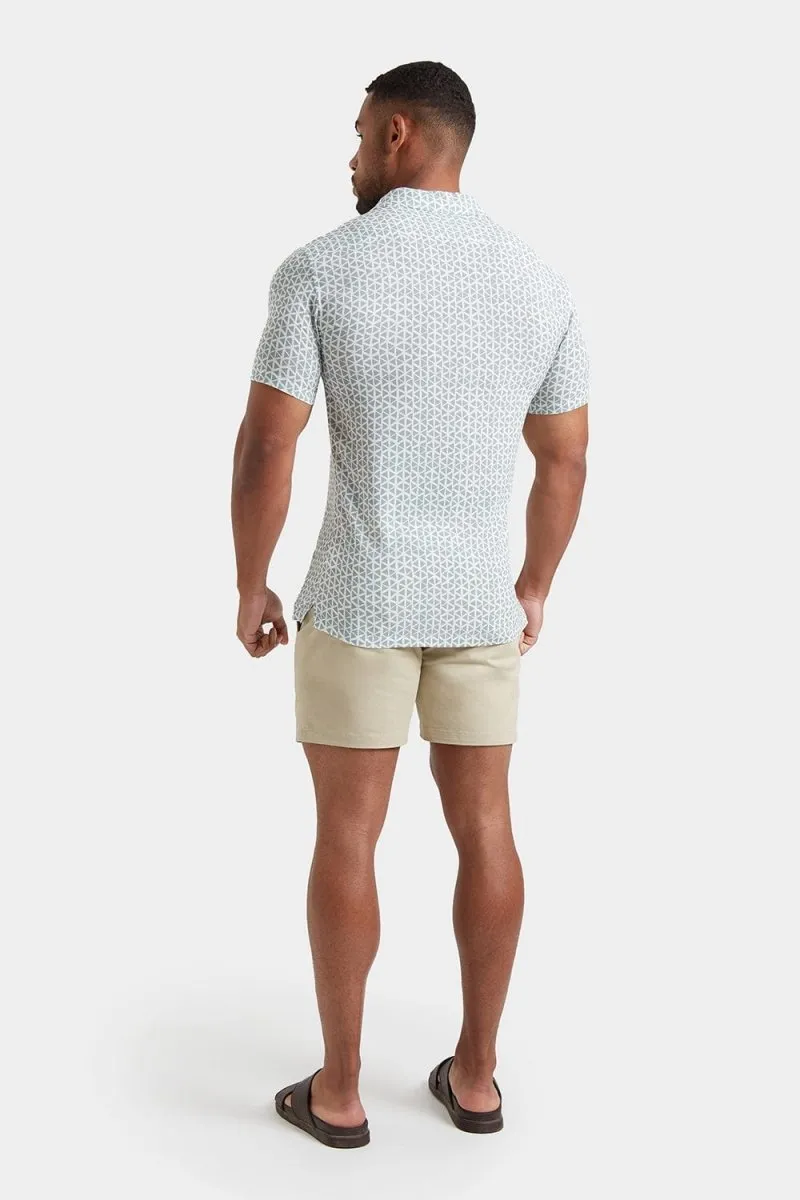 Printed Shirt in Soft Sage/White Doodle Geo