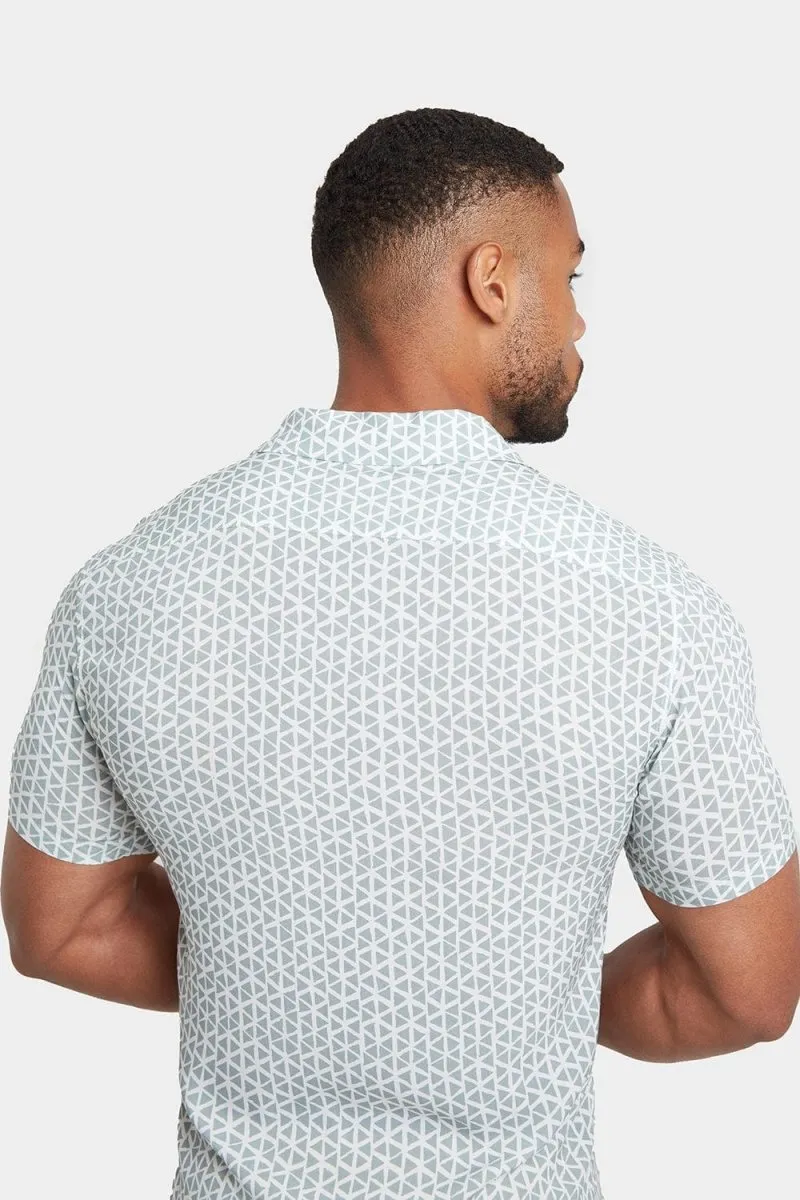 Printed Shirt in Soft Sage/White Doodle Geo