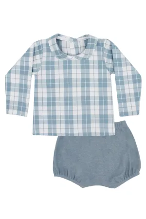 "Ethan" Dusky Blue Checked Shirt & Jam Pants