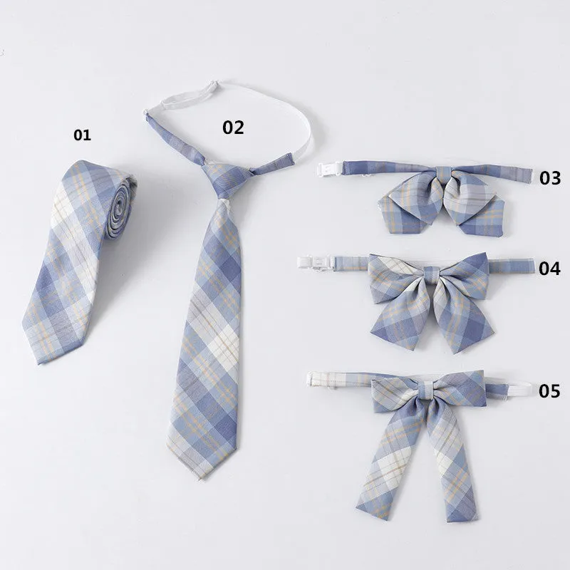 "JK LIGHT BLUE PLAID PLEATED" SKIRT / TIE N073007