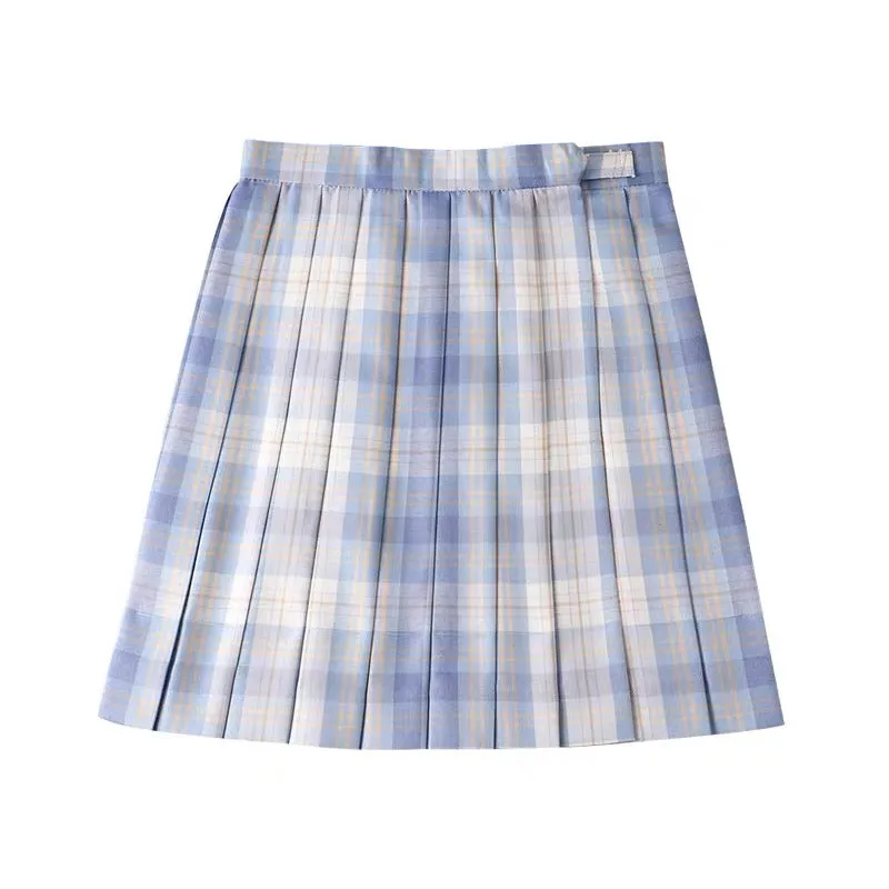 "JK LIGHT BLUE PLAID PLEATED" SKIRT / TIE N073007