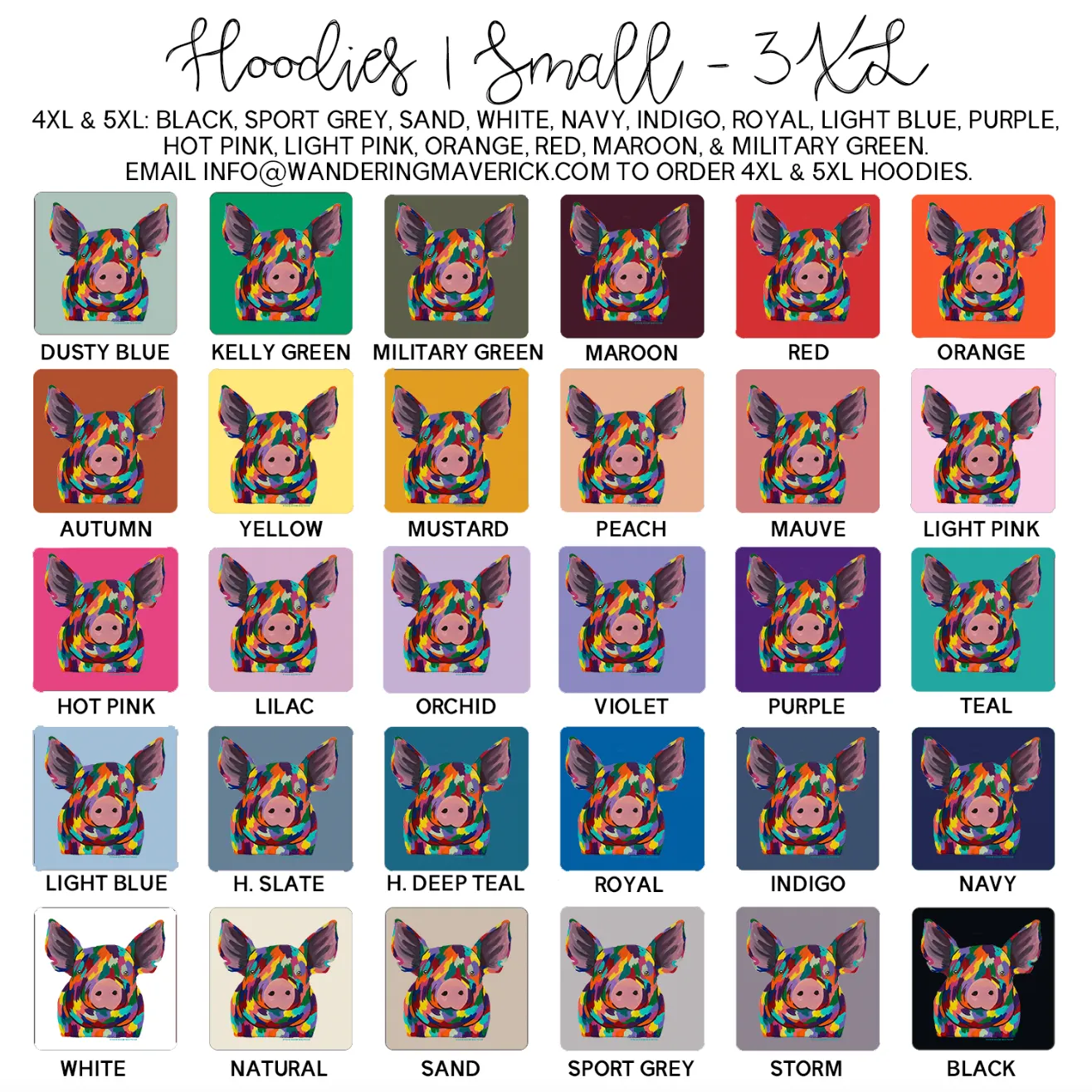 Rainbow Pig Hoodie (S-3XL) Unisex - Multiple Colors!