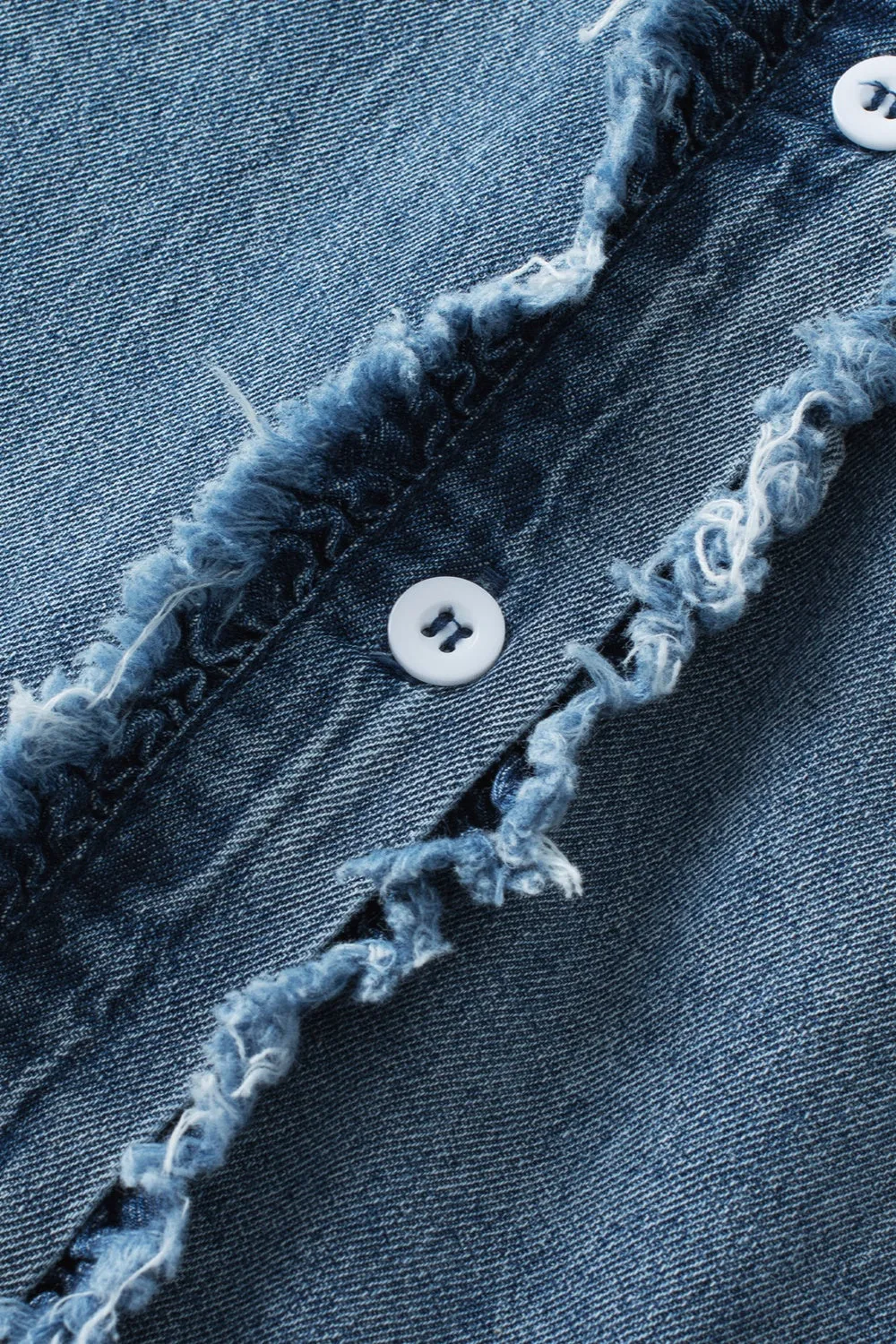 Rosemary Raw Hem Button Up Cap Sleeve Denim Top