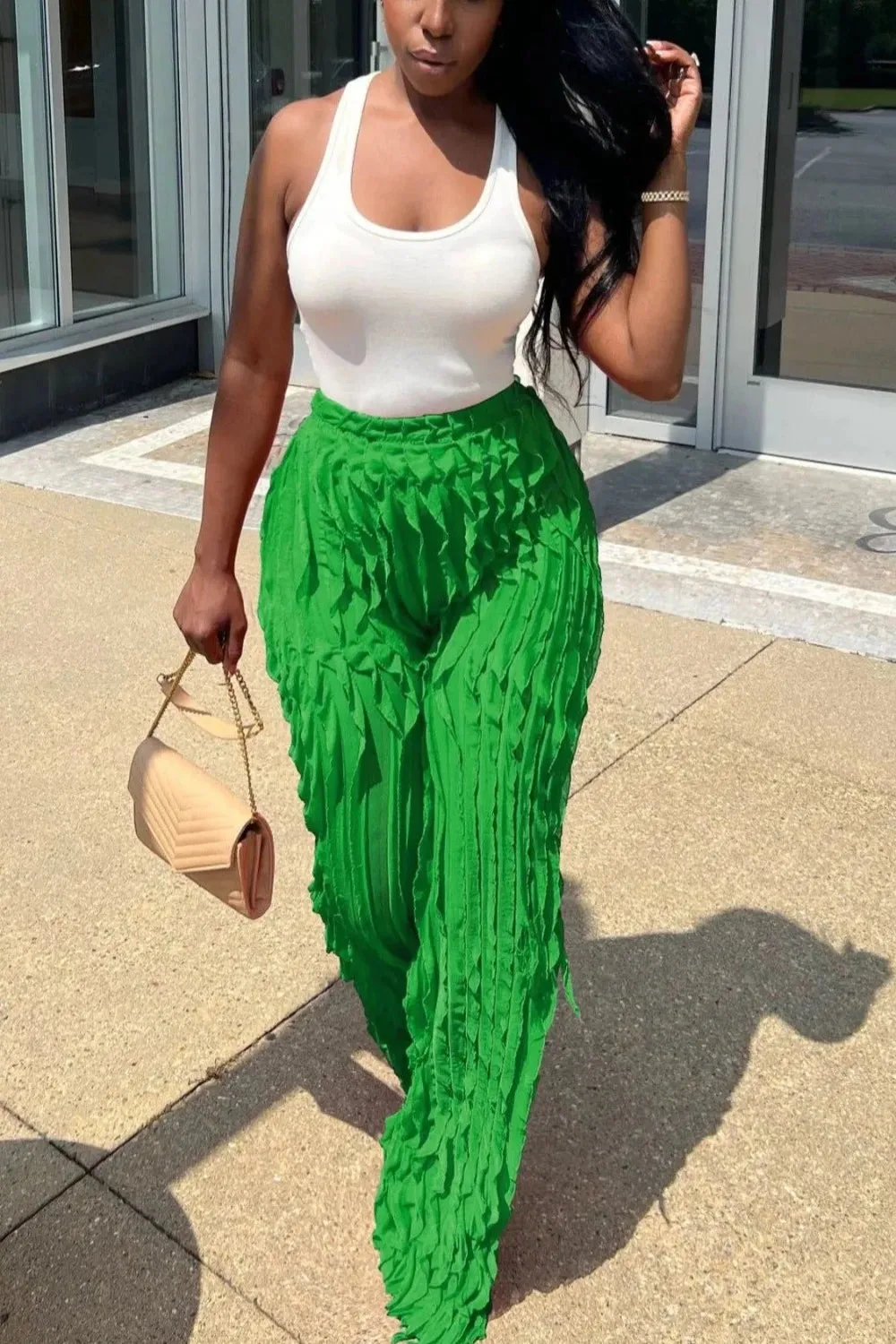 Ruffles Wave Splicing Wide Leg Pants