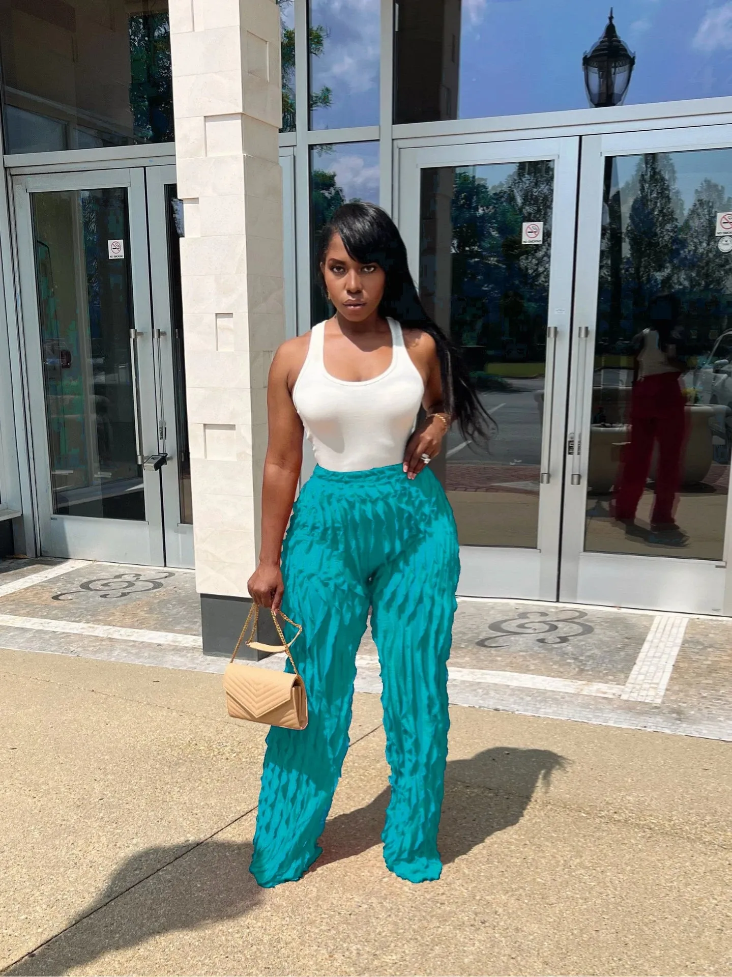Ruffles Wave Splicing Wide Leg Pants