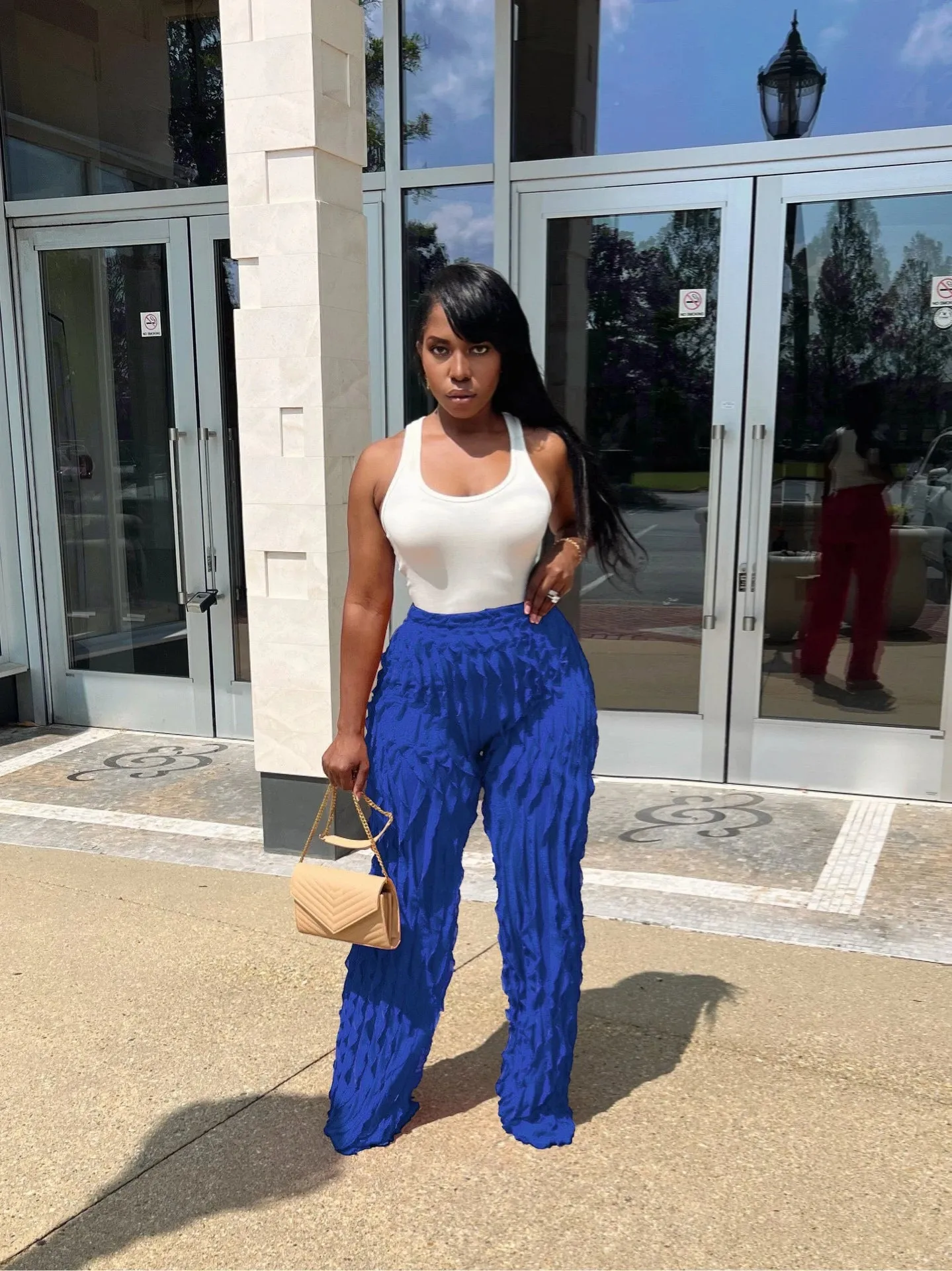 Ruffles Wave Splicing Wide Leg Pants