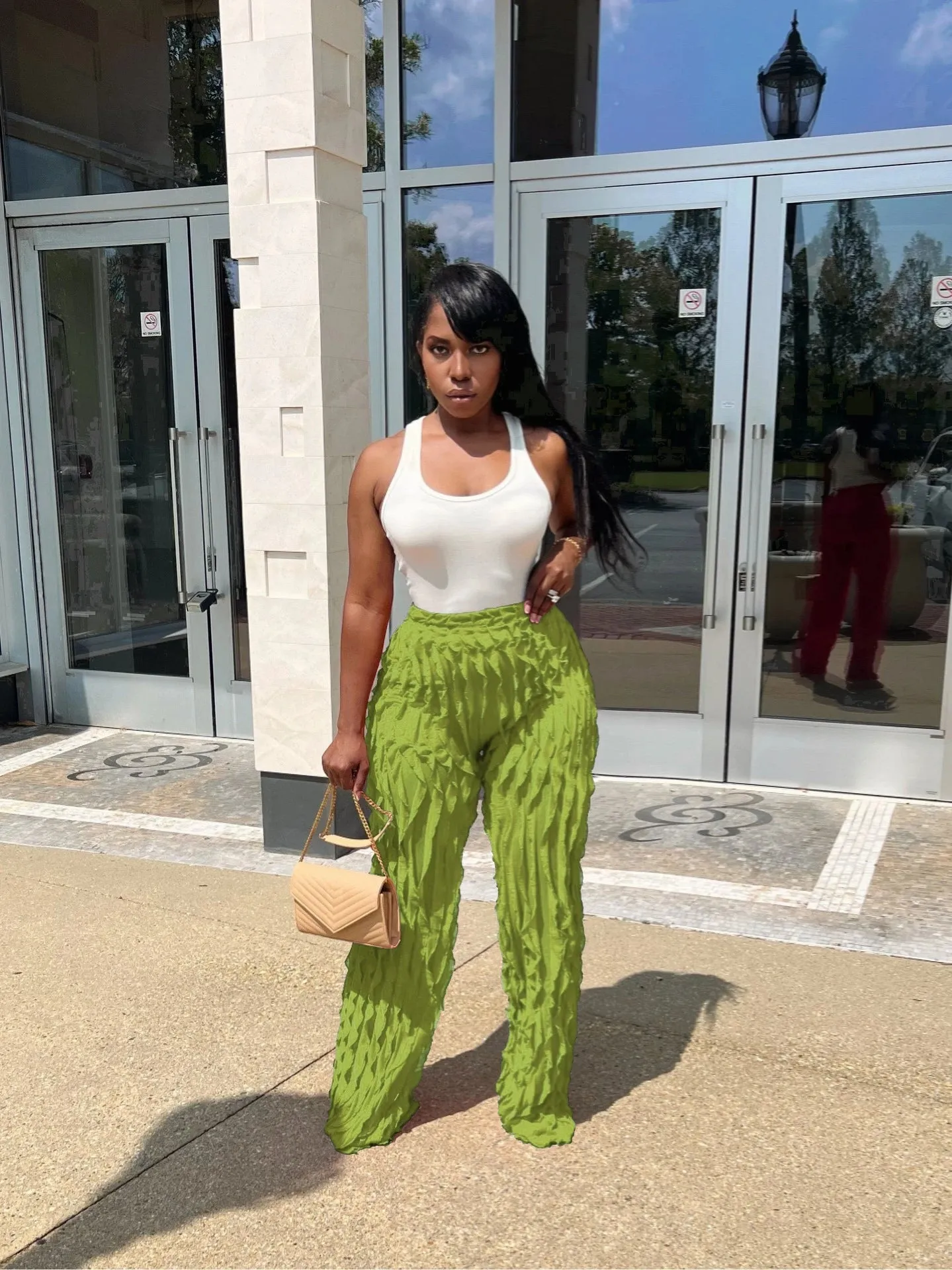 Ruffles Wave Splicing Wide Leg Pants